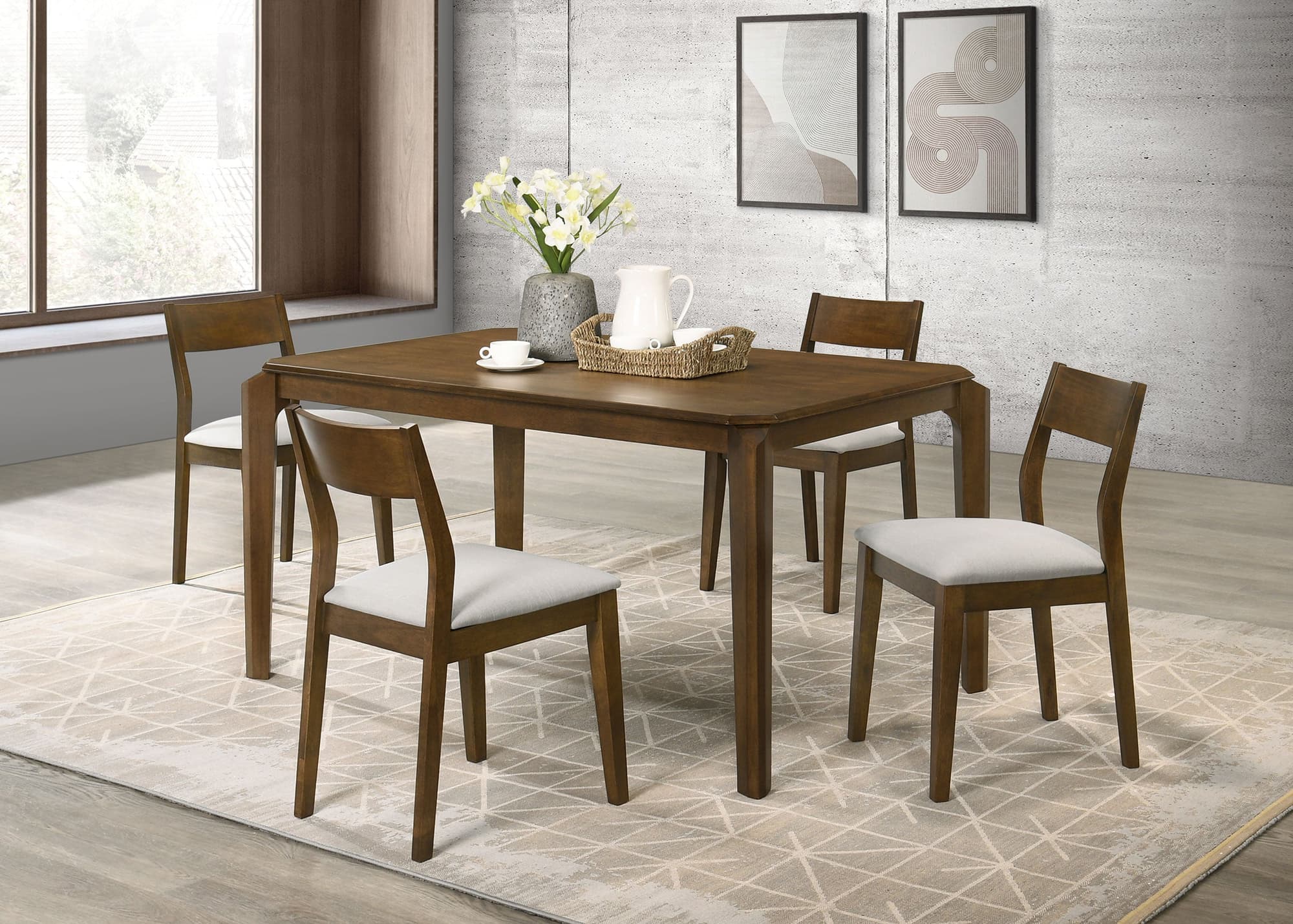 Almonte Dark Brown 59-inch Rectangular Dining Set - Image 1