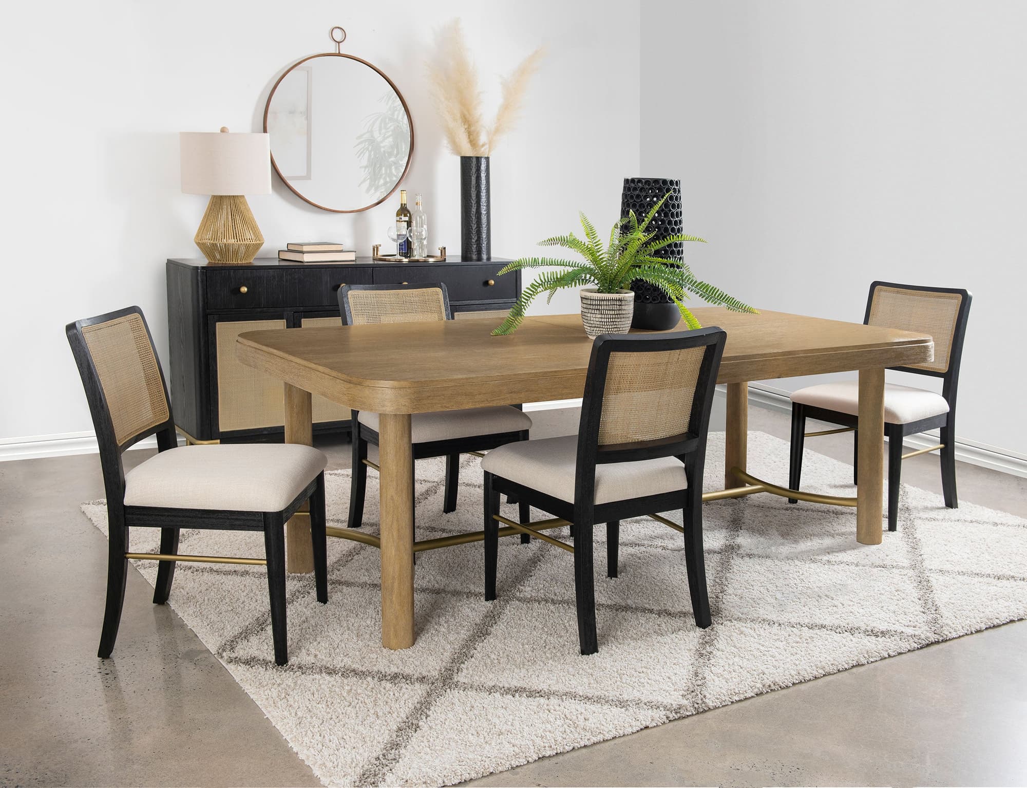 Arini Sand Wash Black Extension Leaf Dining Room Set - Image 1