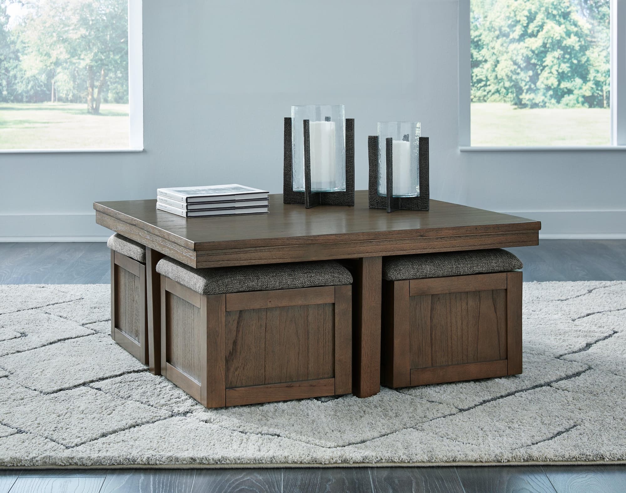 Boardernest Brown Coffee Table With 4 Stools