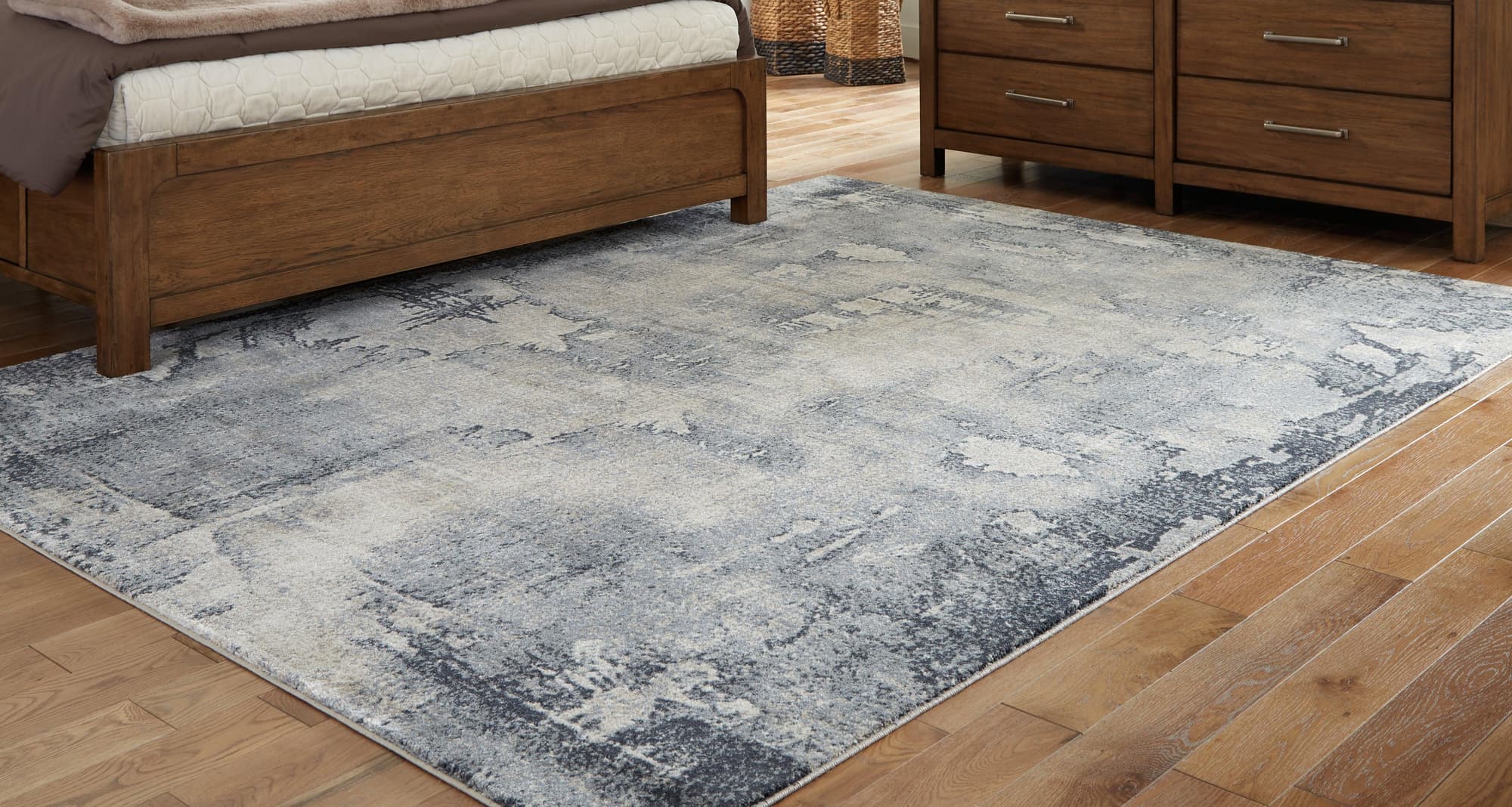 Langrich Blue Gray Cream 5'3" X 7'3" Rug - Image 1