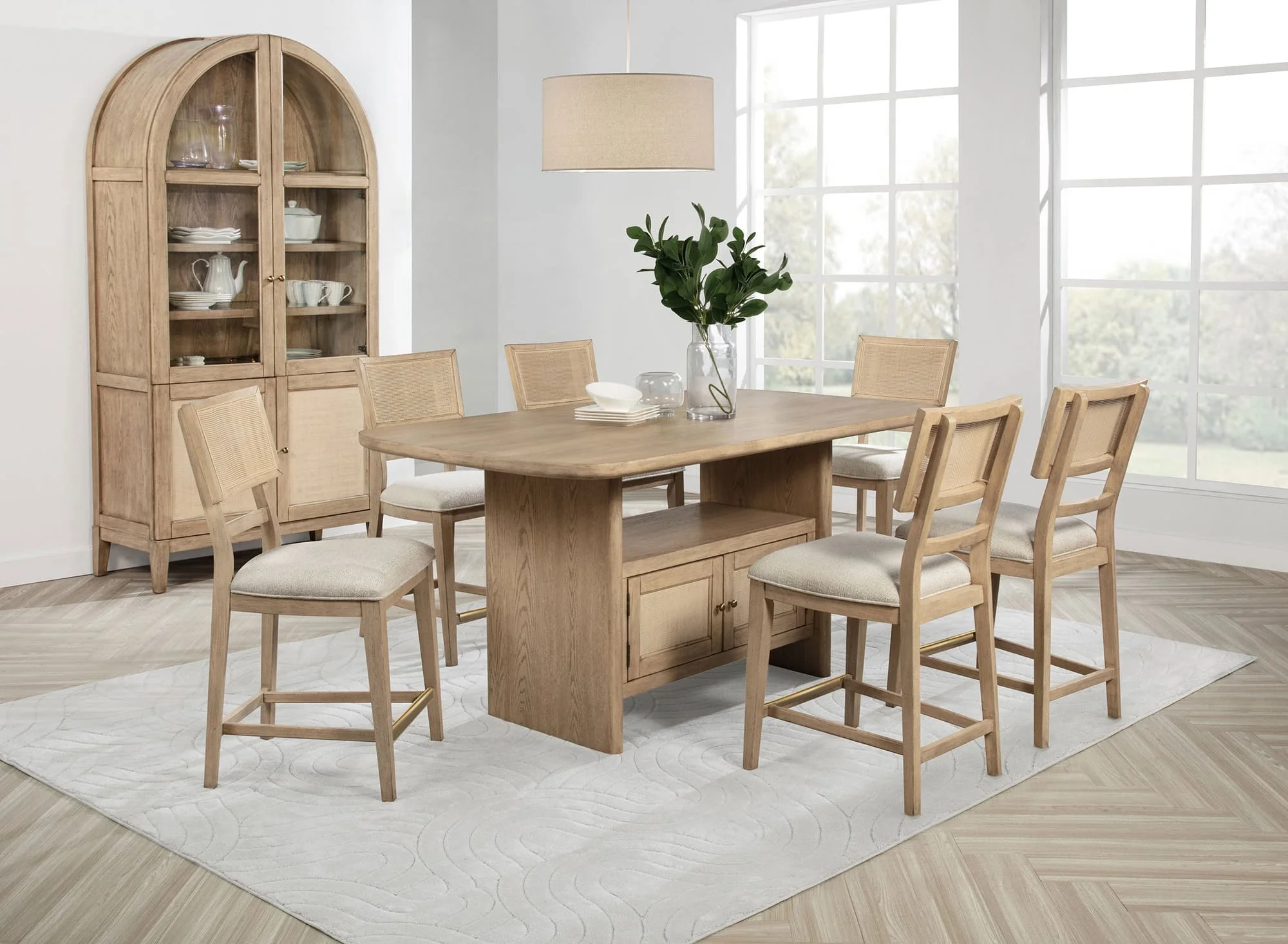 Kailani Beige Oak Wood Counter Height Set - Image 1