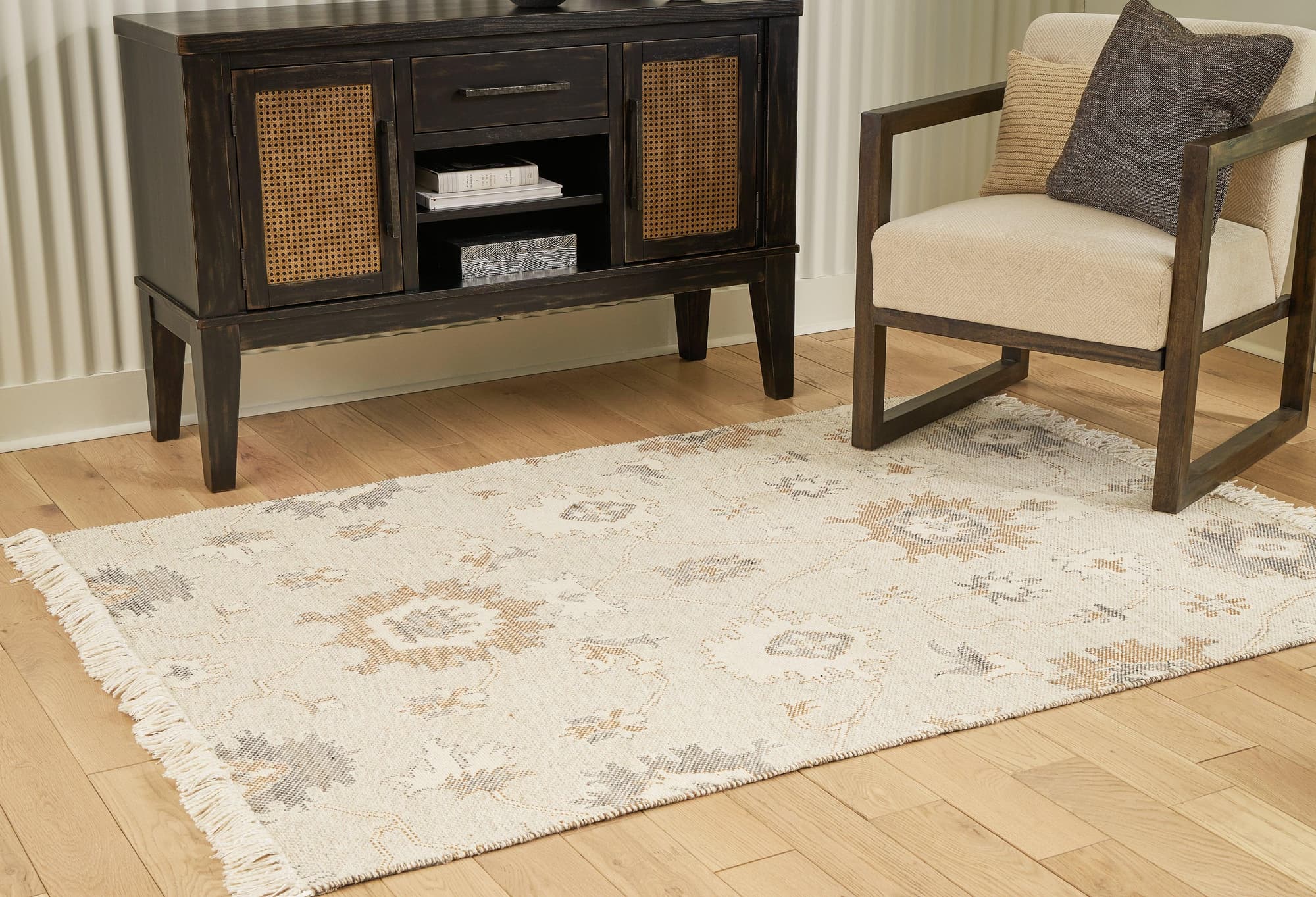 Calkin Linen Gray Caramel 5' X 7' Rug - Image 1