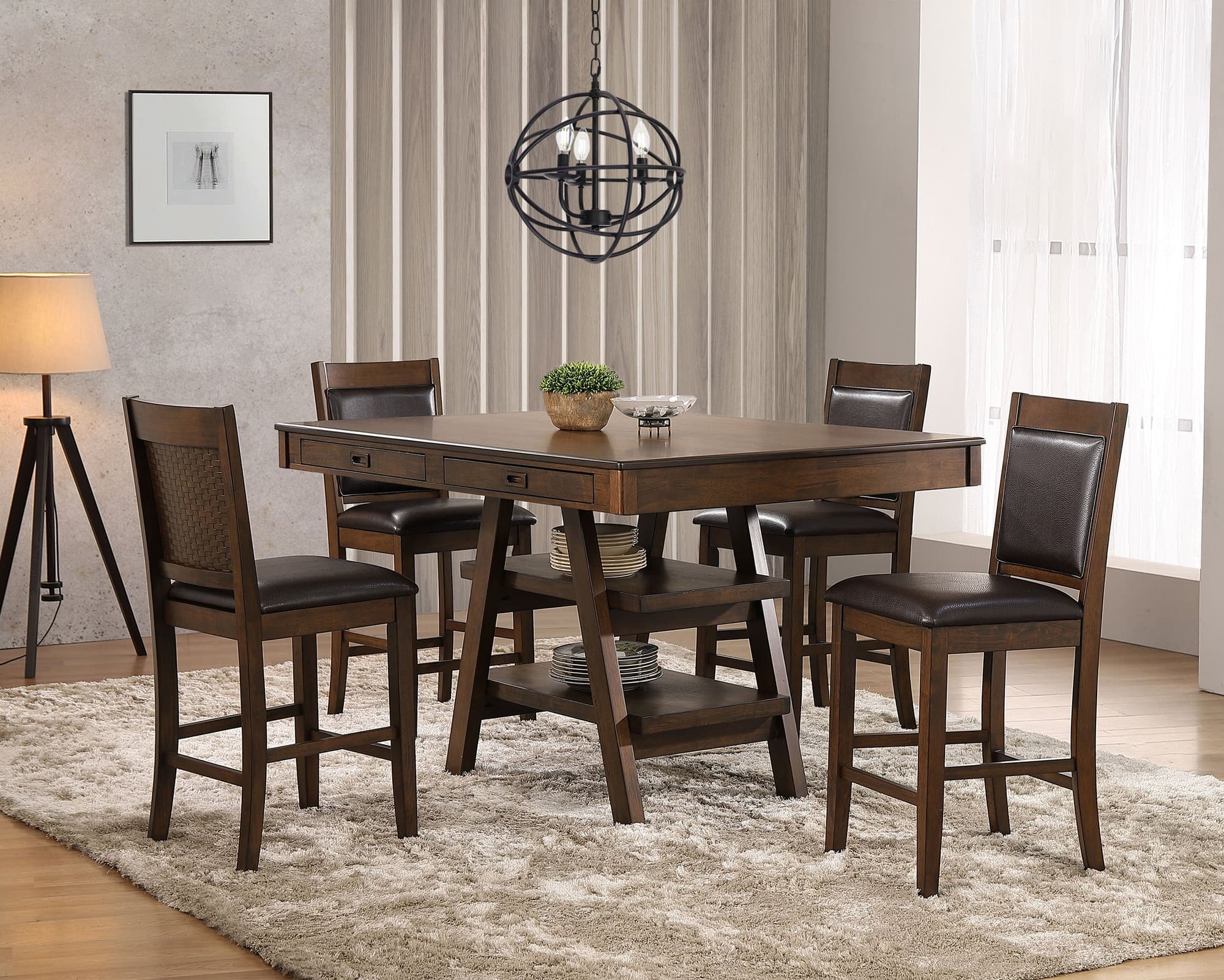 Dewey Walnut Rectangular Dining Room Set - Image 1