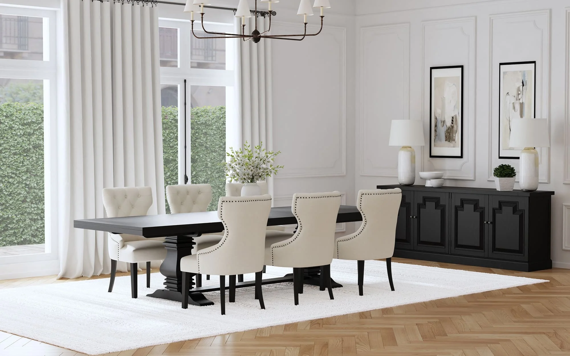 Florence Beige 126-inch Extension Dining Room Set - Image 1