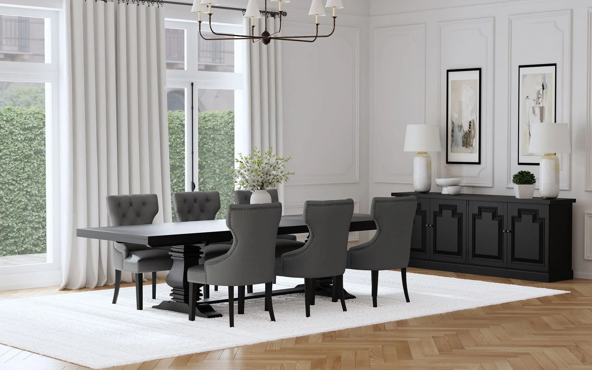 Florence Grey 126-inch Extension Dining Room Set - Image 1