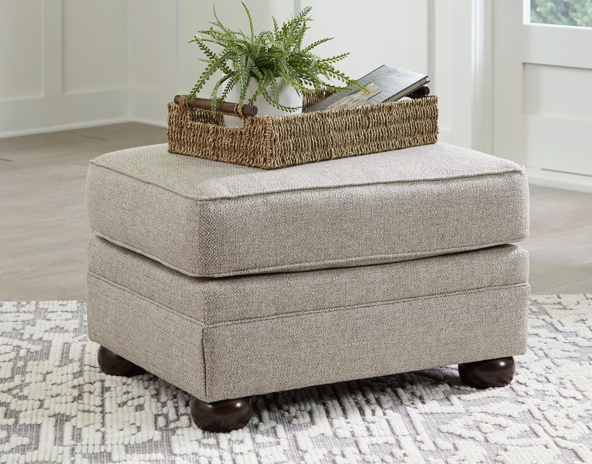 Gaelon Dune Chenille Ottoman - Image 1