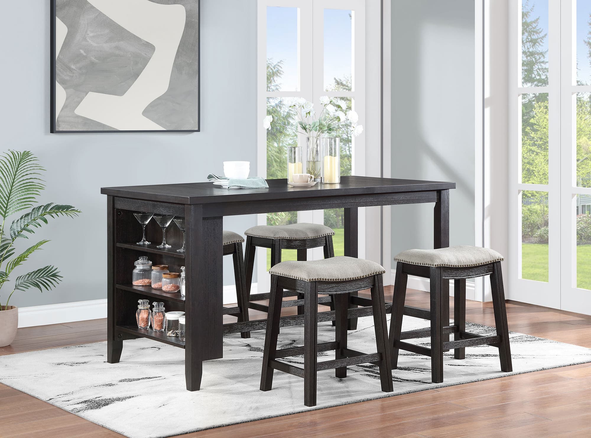 Elliston Dark Grey Counter Height Set - Image 1