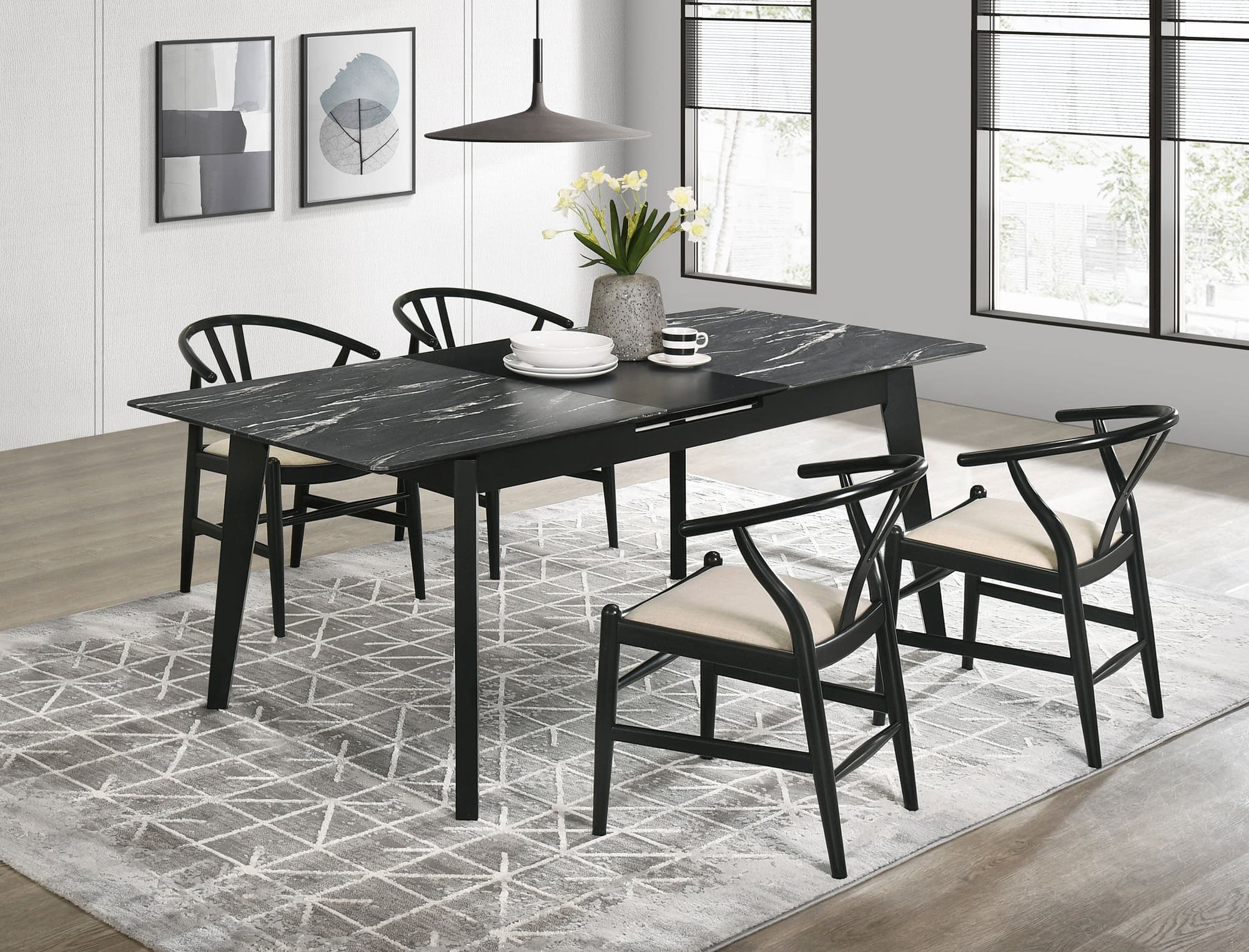 Crestmont Black Extension Leaf Dining Room Set - Image 1