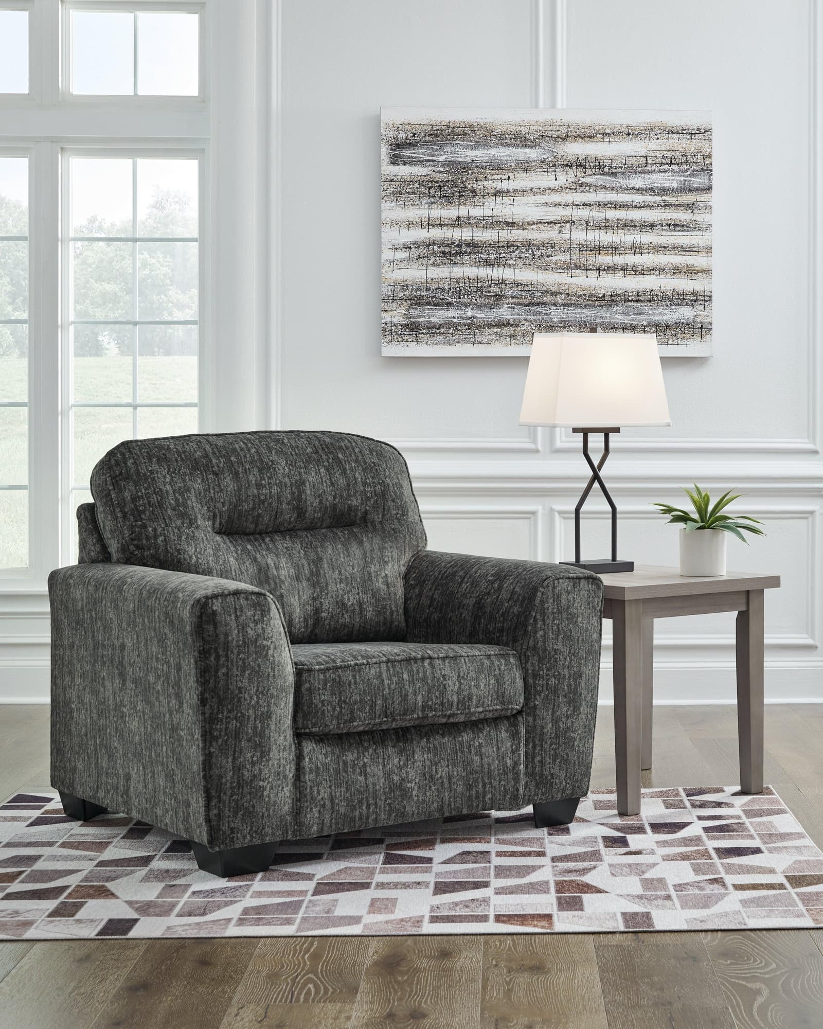 Lonoke Gunmetal Velvet Oversized Chair - Image 1