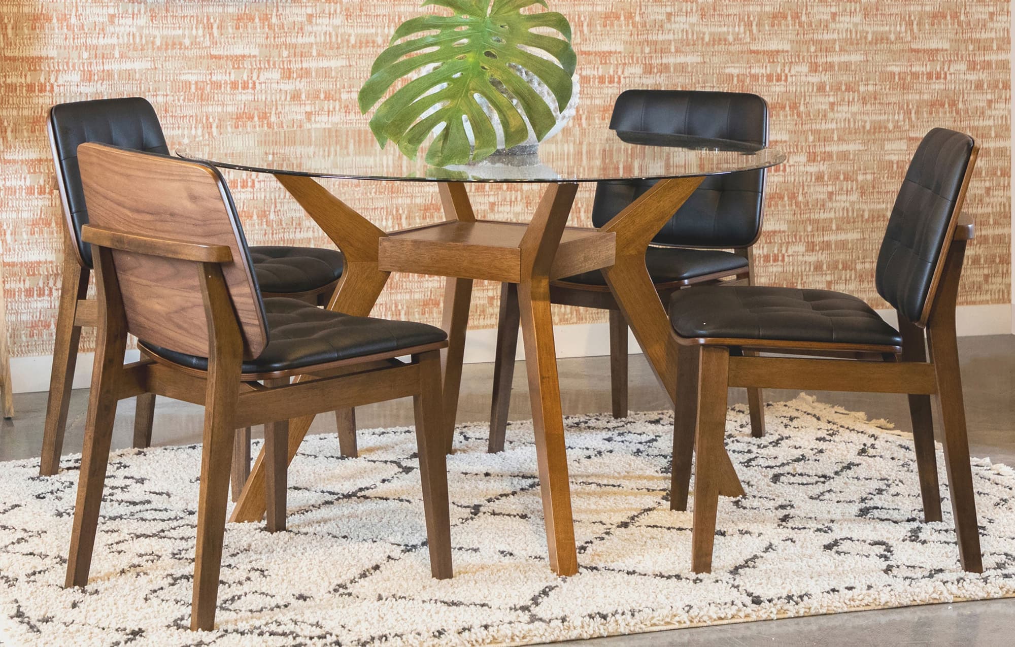 Paxton Nutmeg Round Glass Top Dining Room Set - Image 1