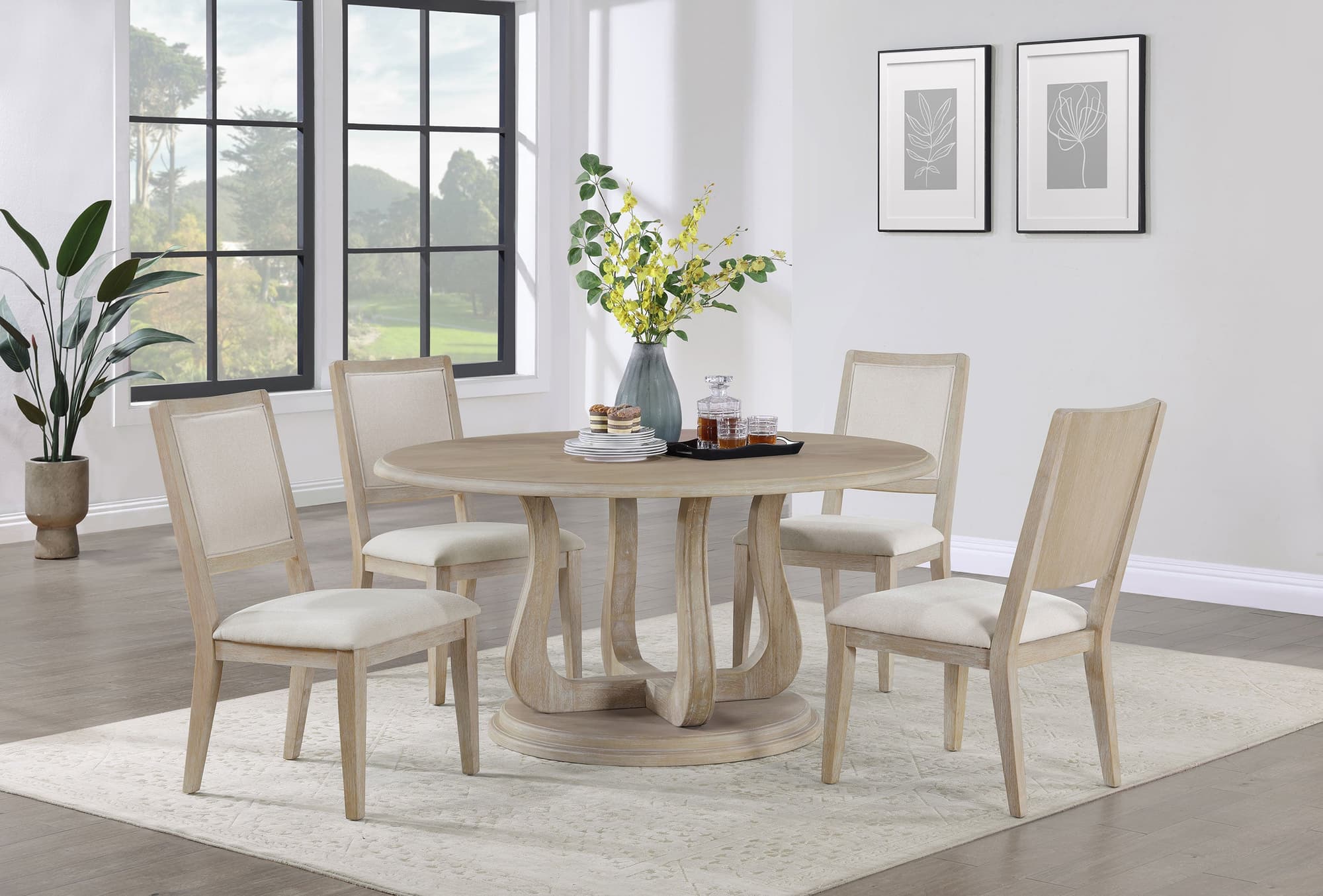 Trofello Whitewash Round Dining Room Set - Image 1
