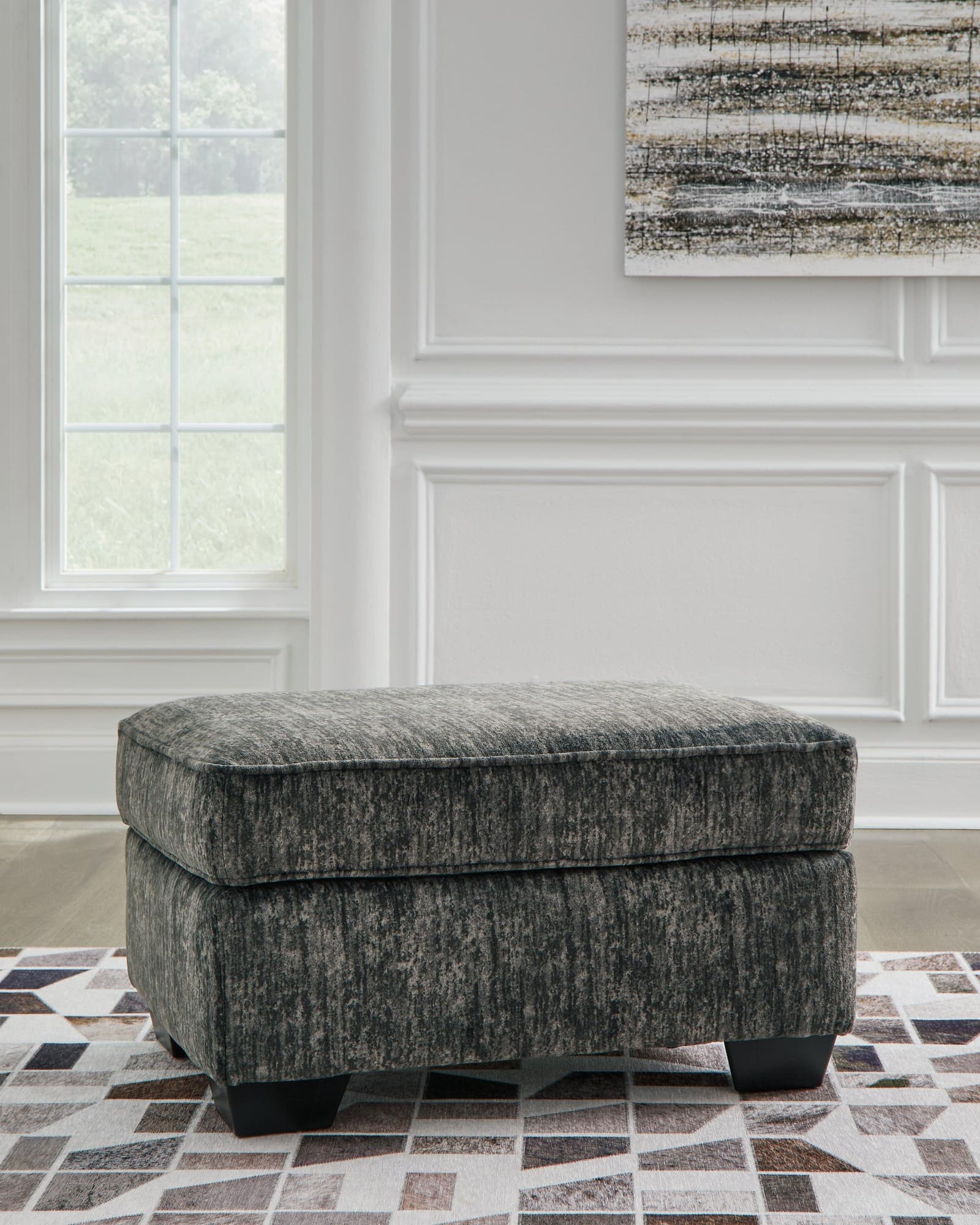 Lonoke Gunmetal Velvet Ottoman - Image 1