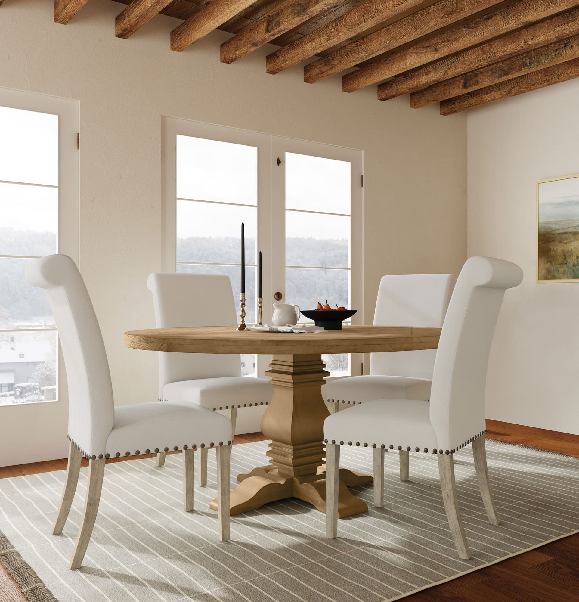 Florence Rustic Honey Round Dining Room Set - Image 1