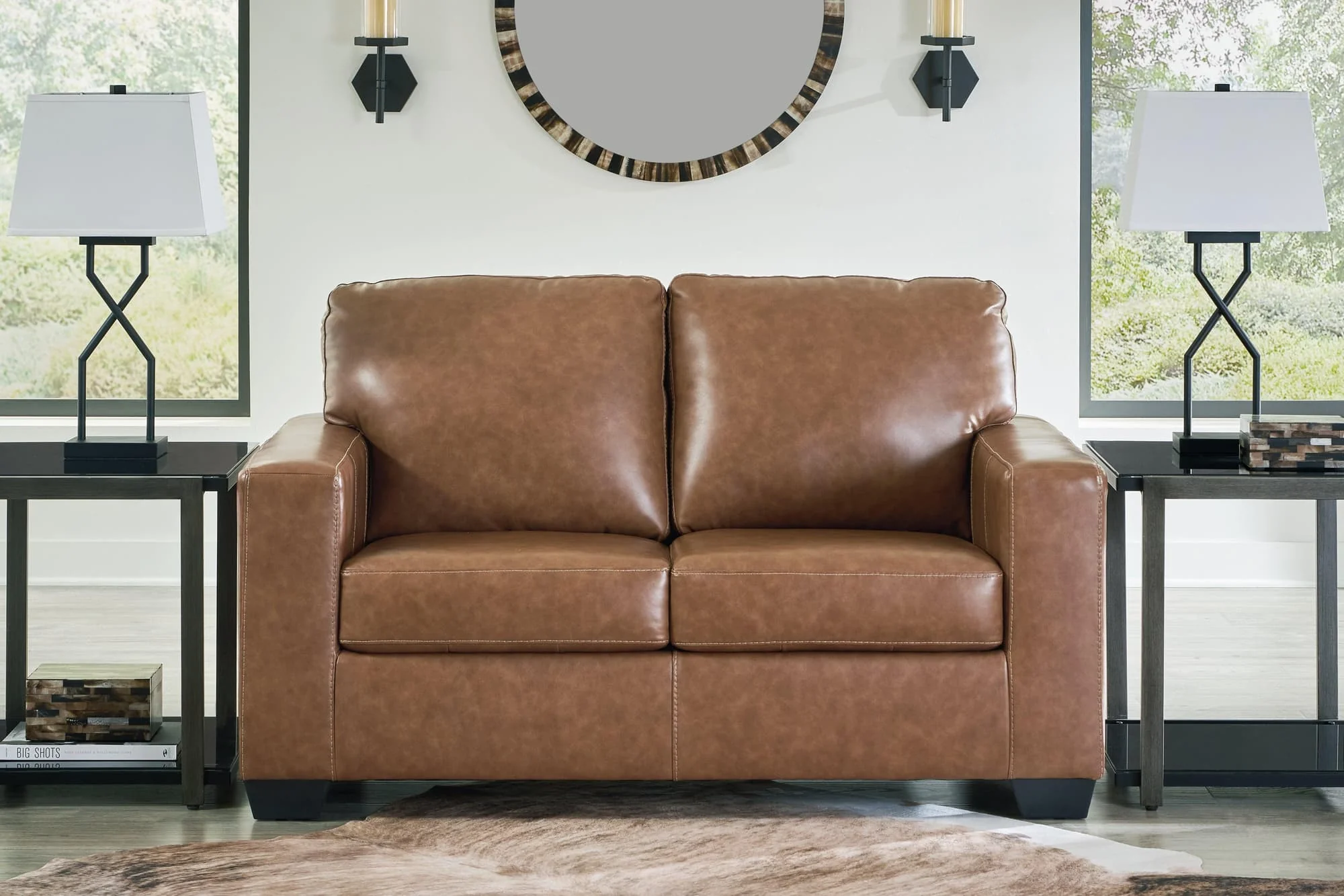 Bolsena Caramel Leather Loveseat - Image 1