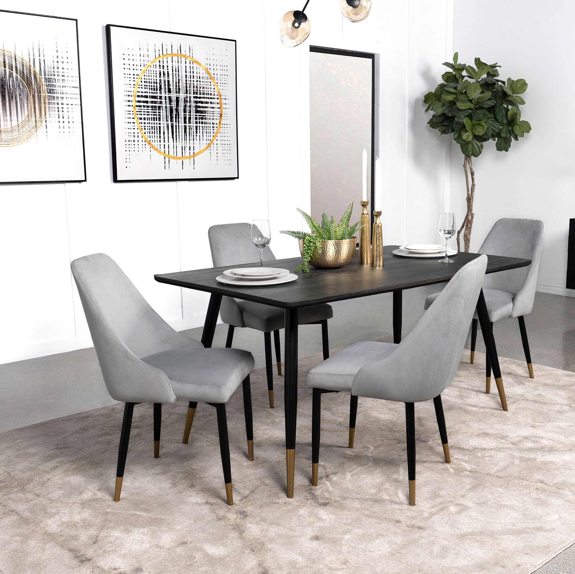 Zetta Black Rectangular 60-inch Wood Dining Room Set - Image 1