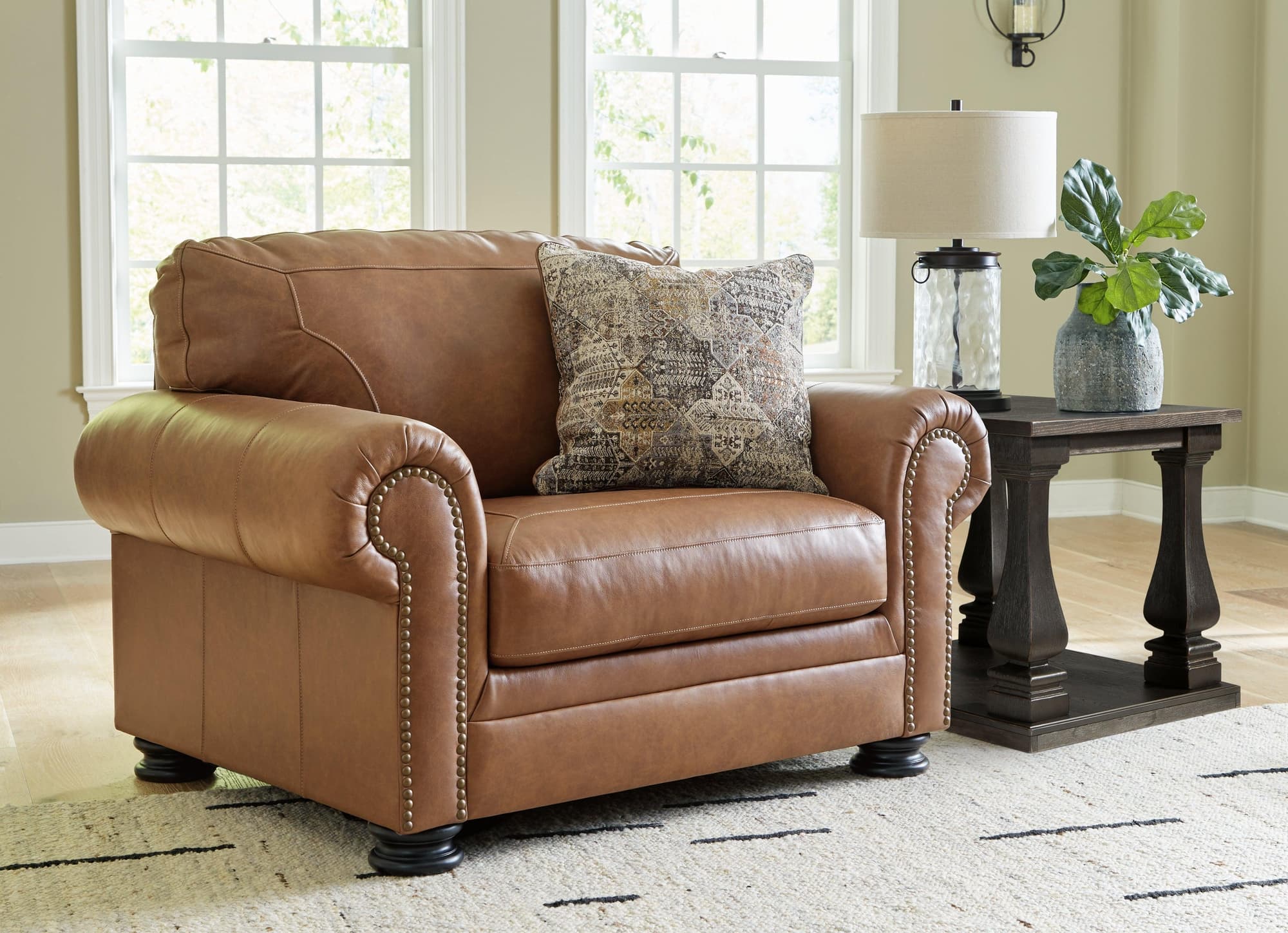 Carianna Caramel Leather Oversized Chair - Image 1