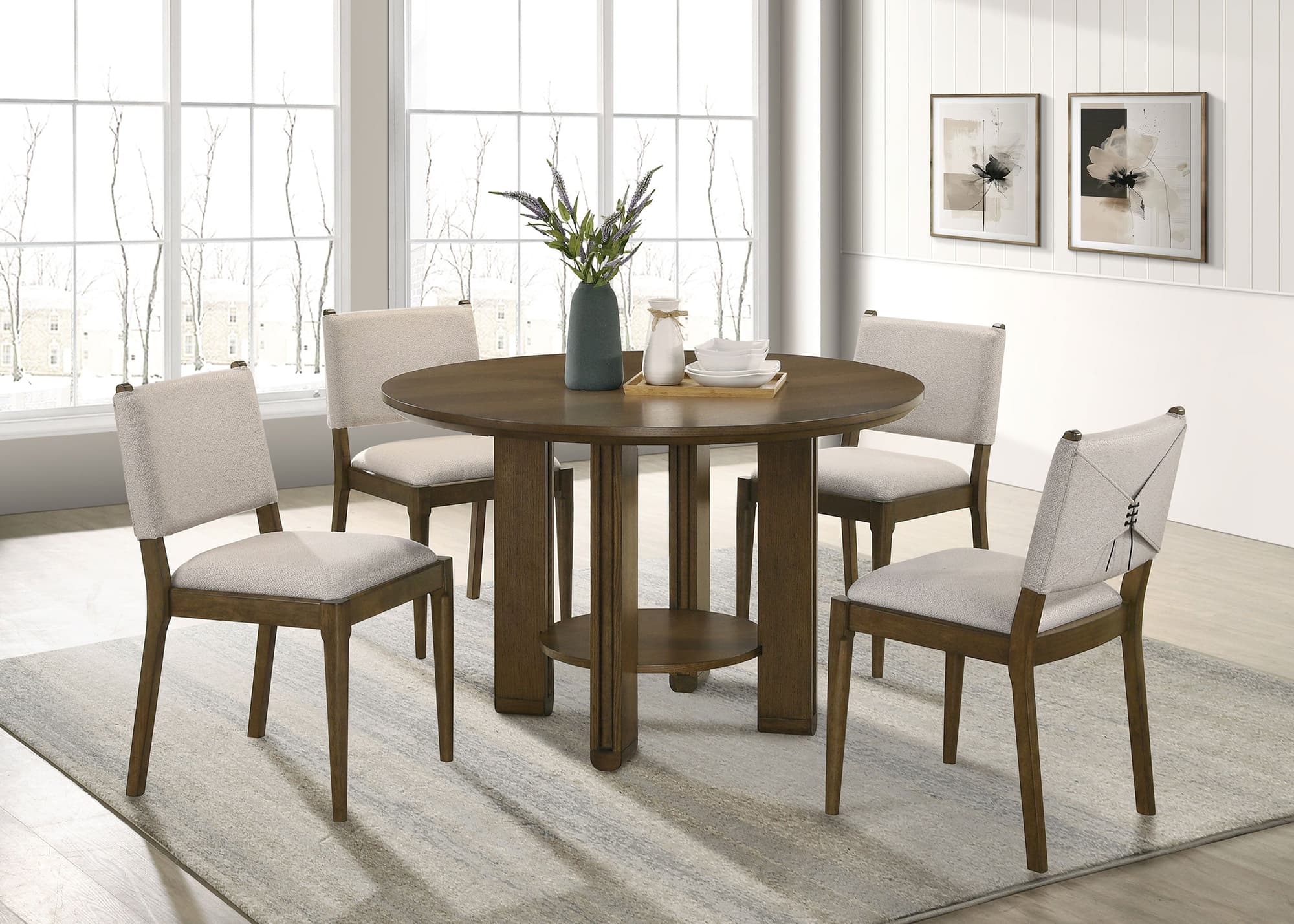 Ottowa Brown Round Wood Dining Room Table Set - Image 1