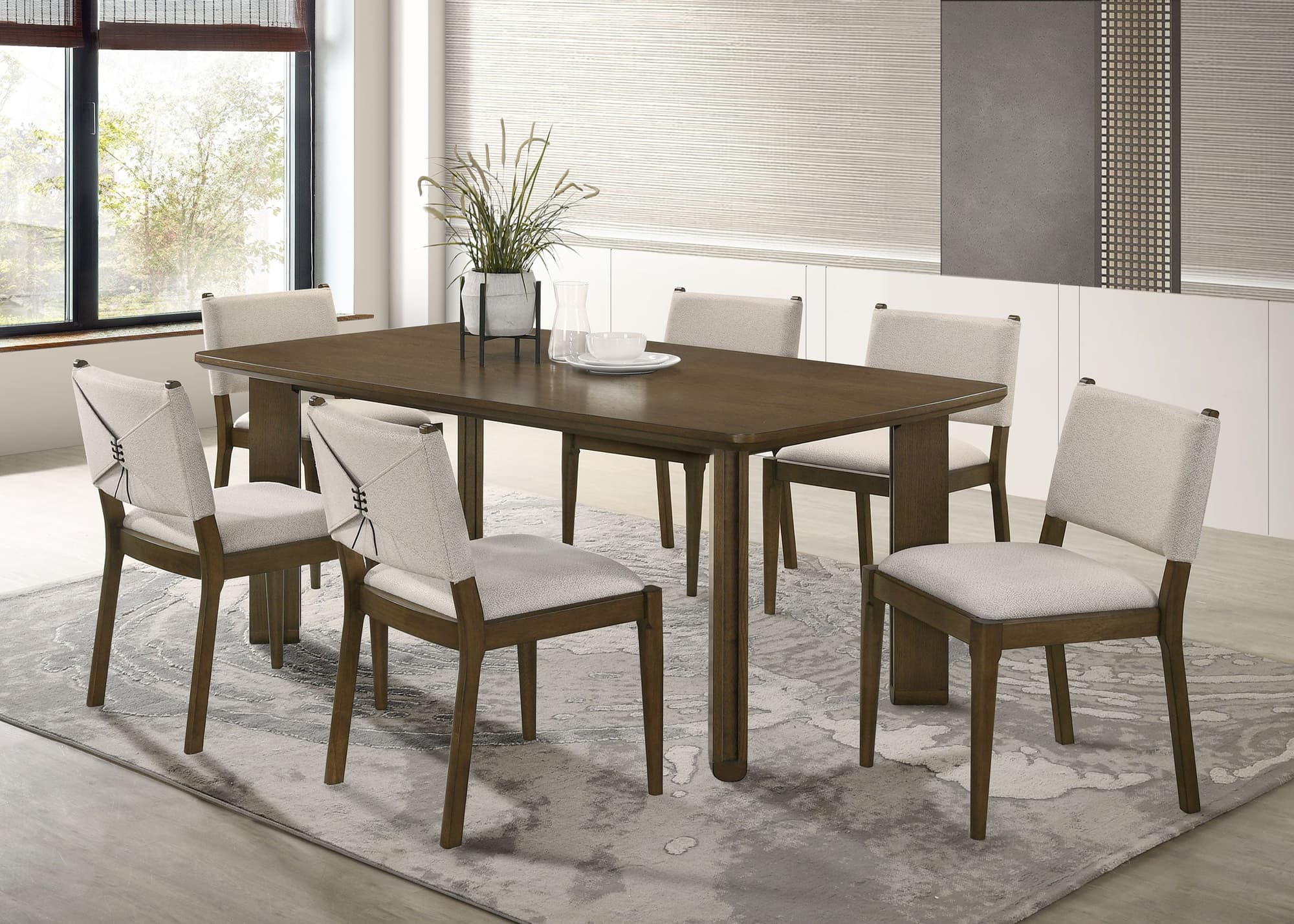 Ottowa Brown Rectangular Wood Dining Room Table Set - Image 1