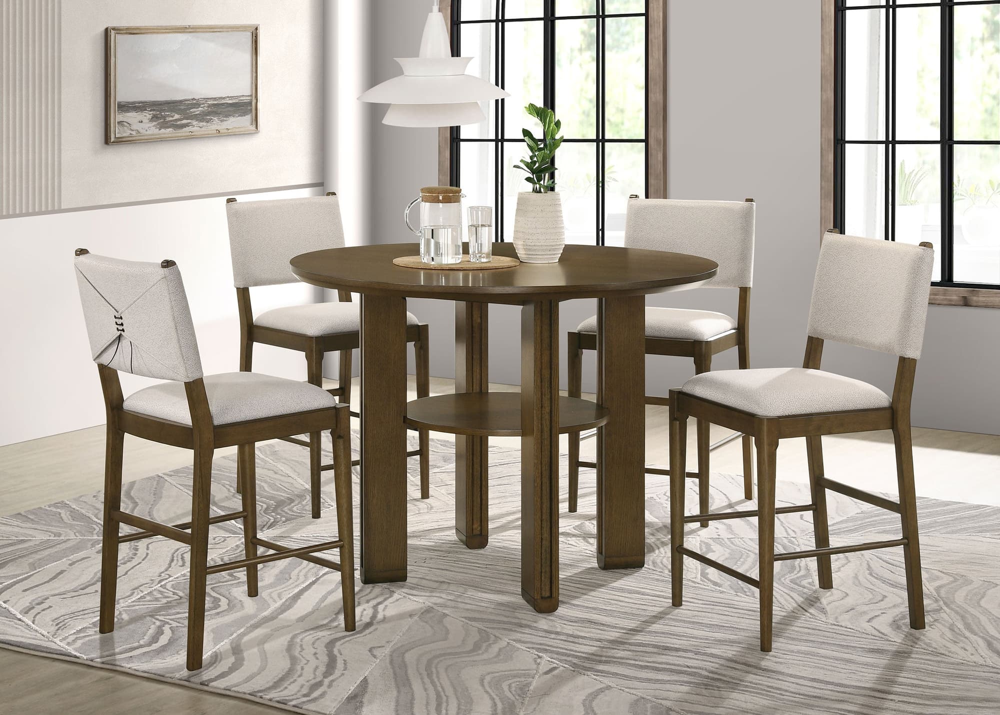 Ottowa Brown Round Counter Height Set - Image 1