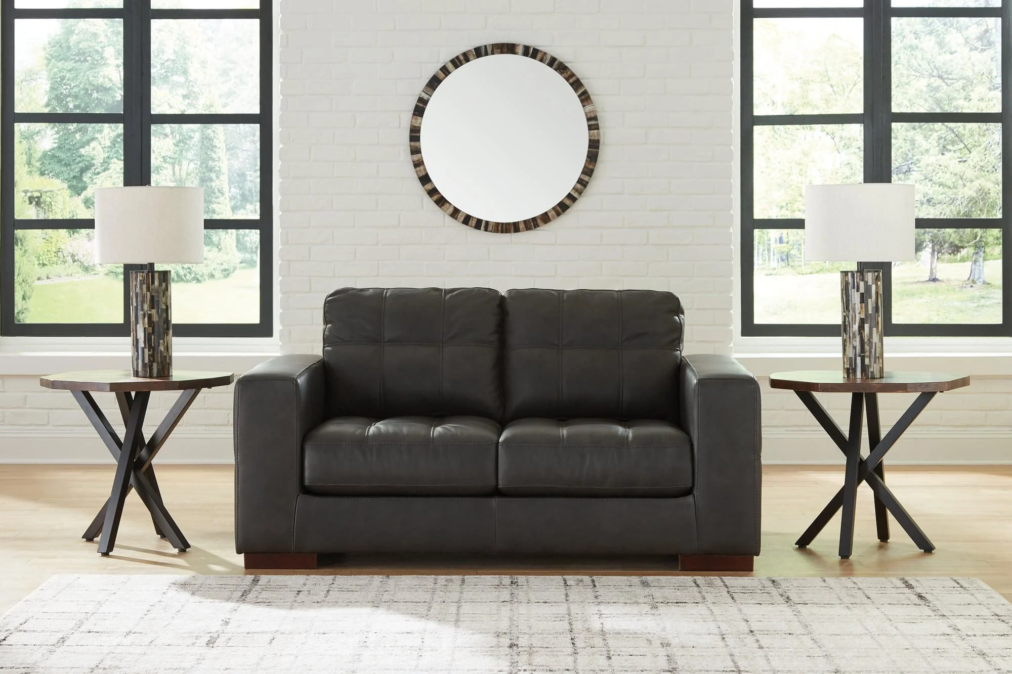 Luigi Thunder Leather Loveseat - Image 1