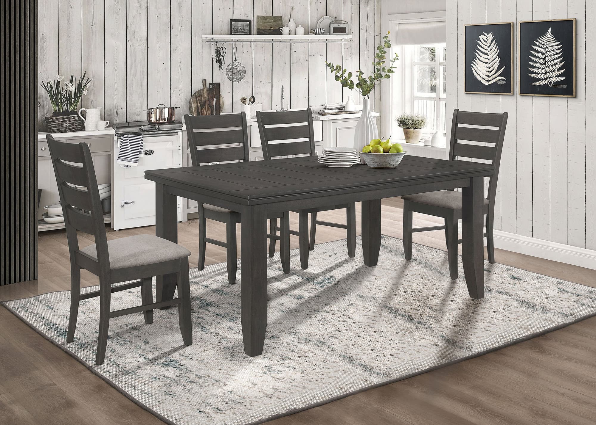Dalila Dark Grey Rectangular Dining Room Set - Image 1