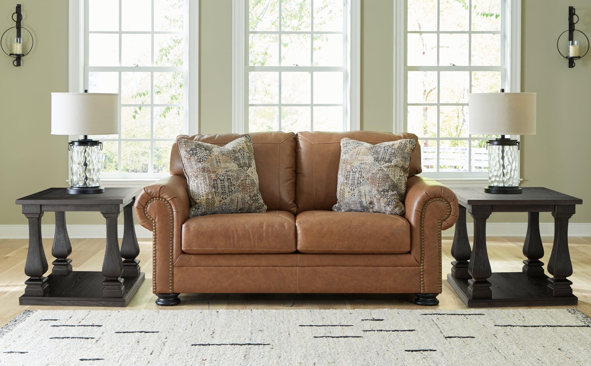 Carianna Caramel Leather Loveseat - Image 1