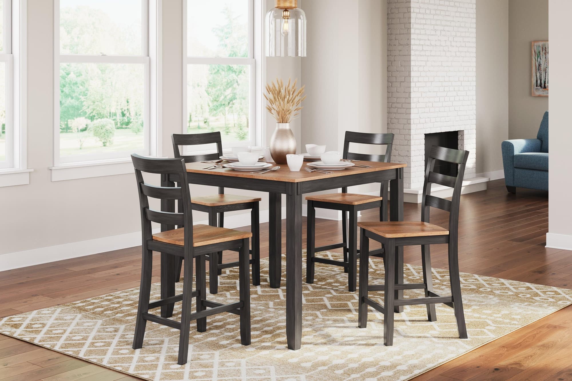 Gesthaven Natural Brown Counter Height Dining Table And 4 Barstools (Set of 5) - Image 1