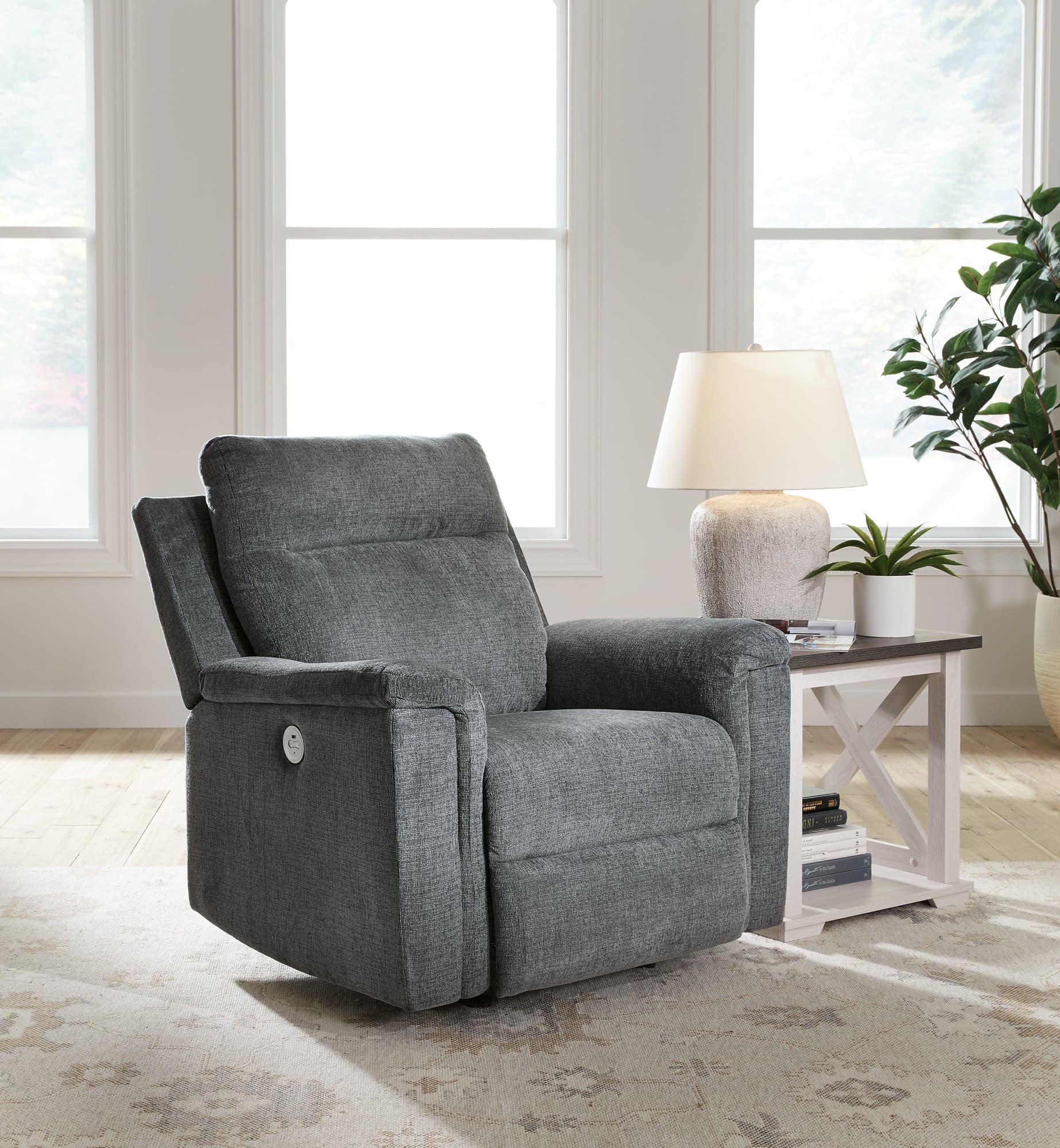 Barnsana Gravel Chenille Power Recliner - Image 1
