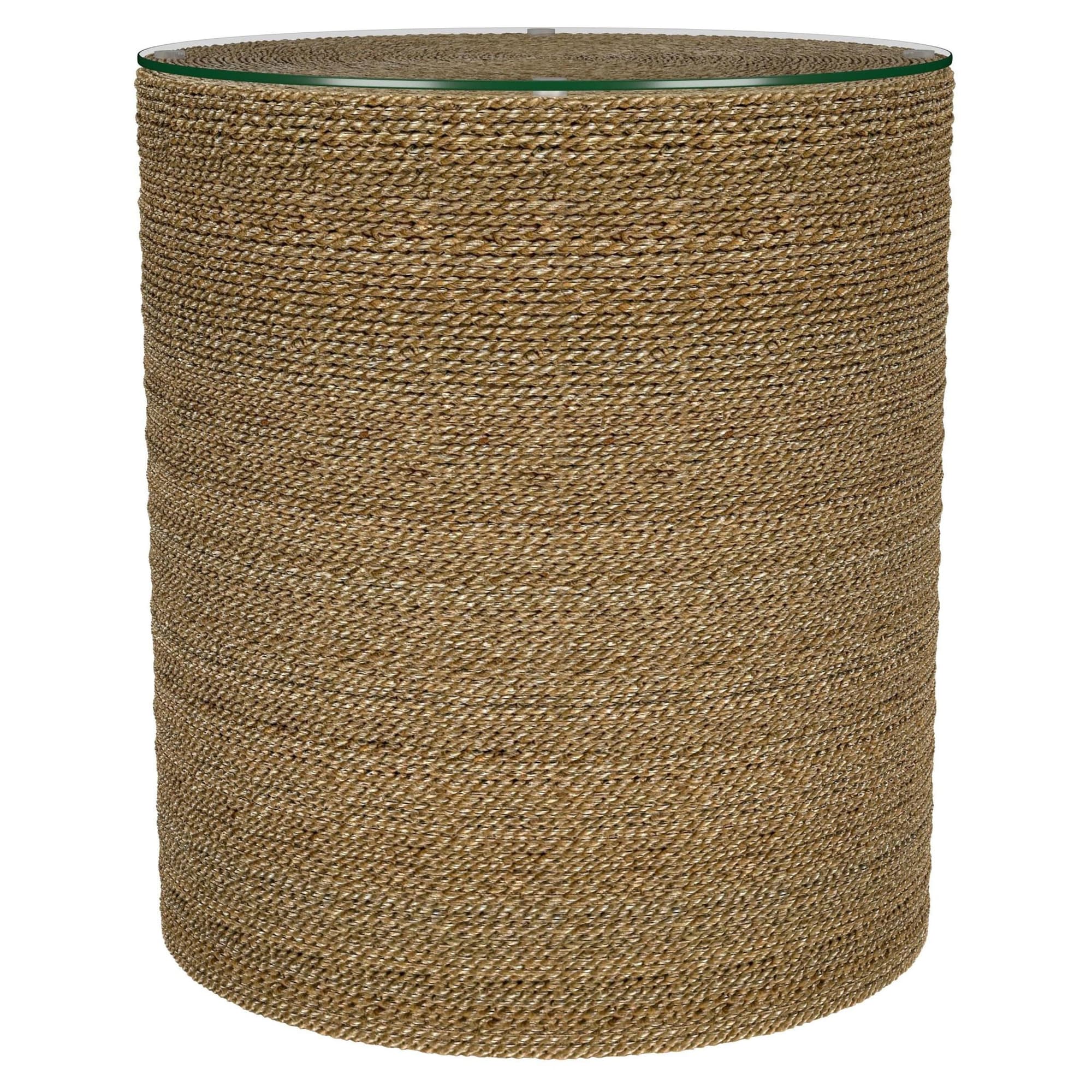 Halden Round Woven Seagrass Accent Side Table Light Brown - Image 1