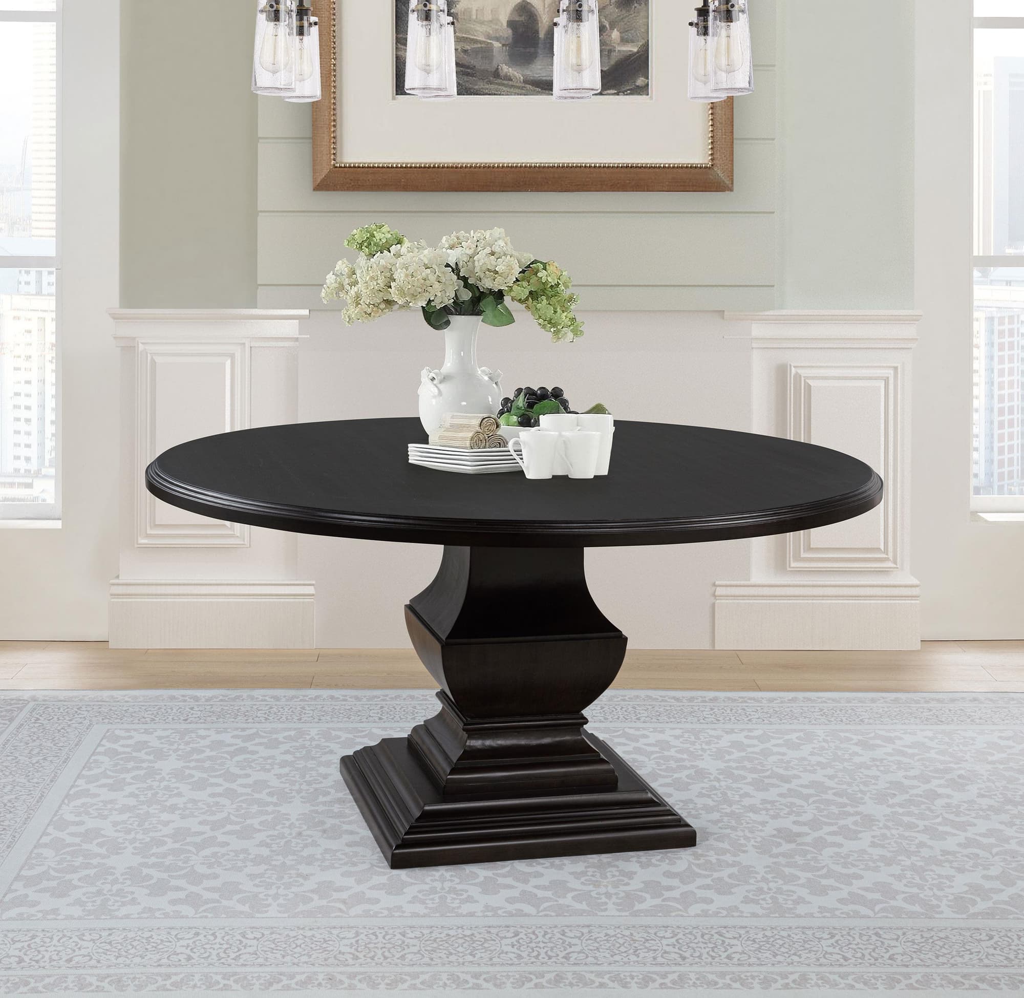 Twyla 60-inch Round Wood Dining Room Table Dark Cocoa - Image 1