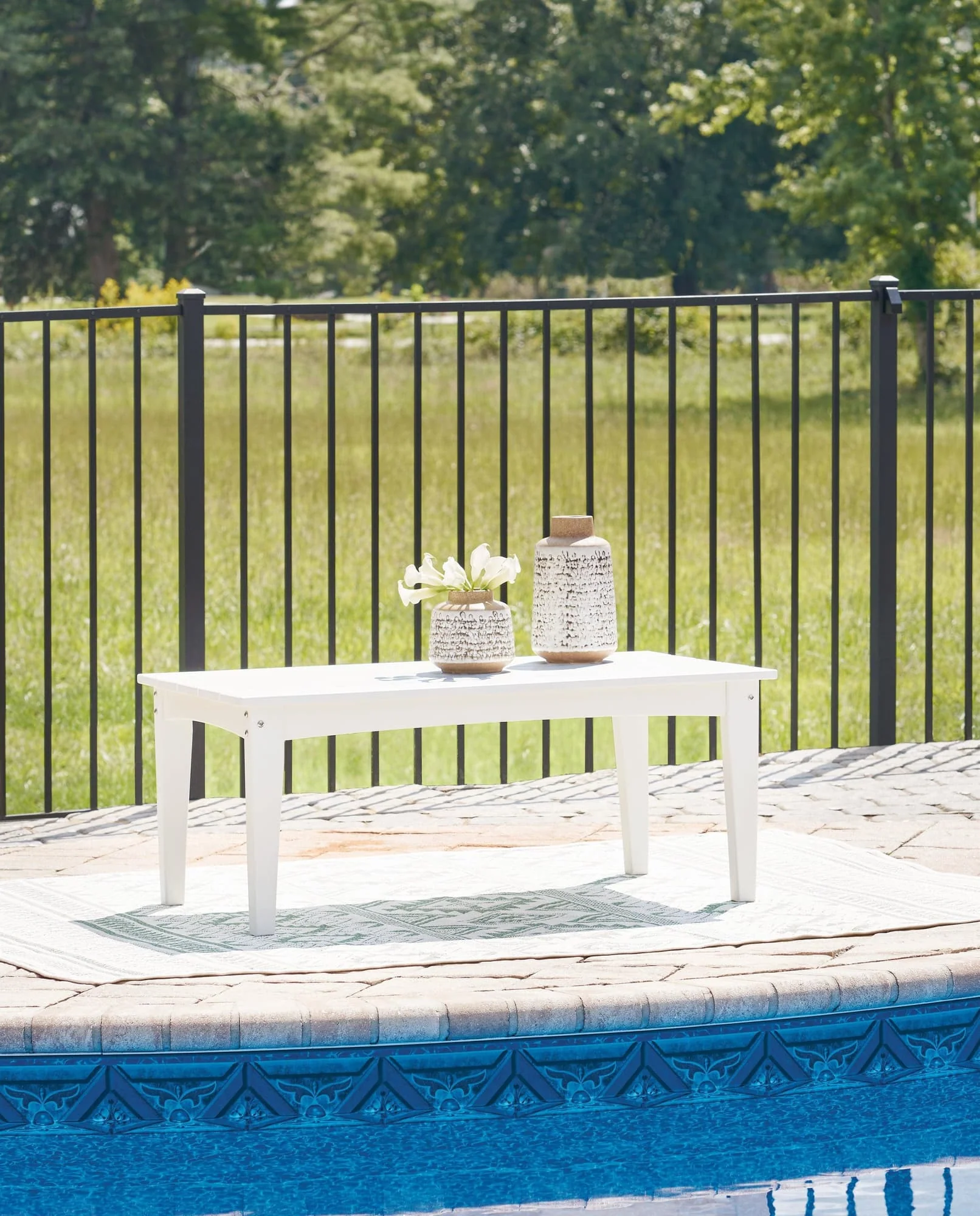 Hyland Wave White Outdoor Coffee Table - Image 1