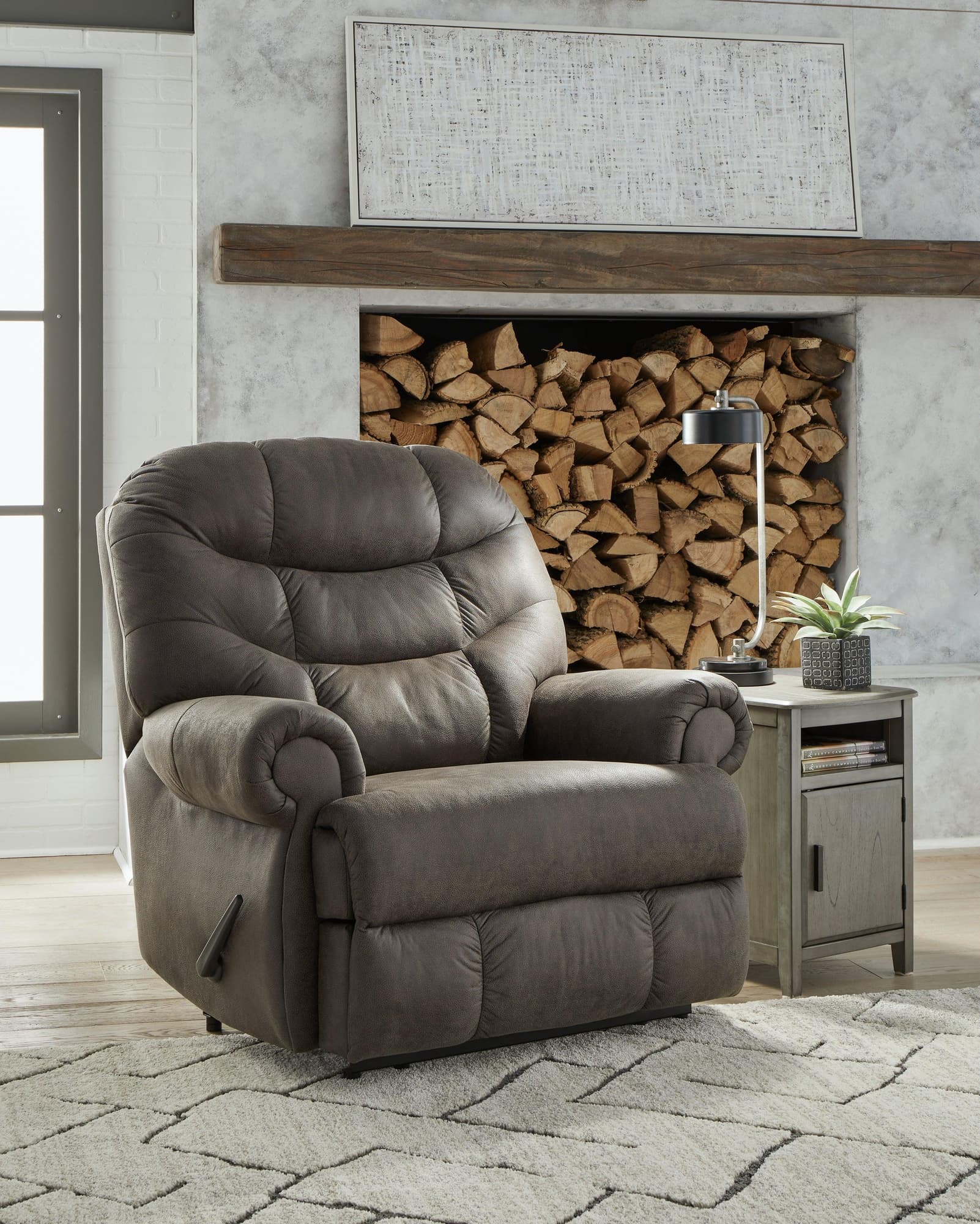 Camera Time Gunmetal Faux Leather Recliner - Image 1