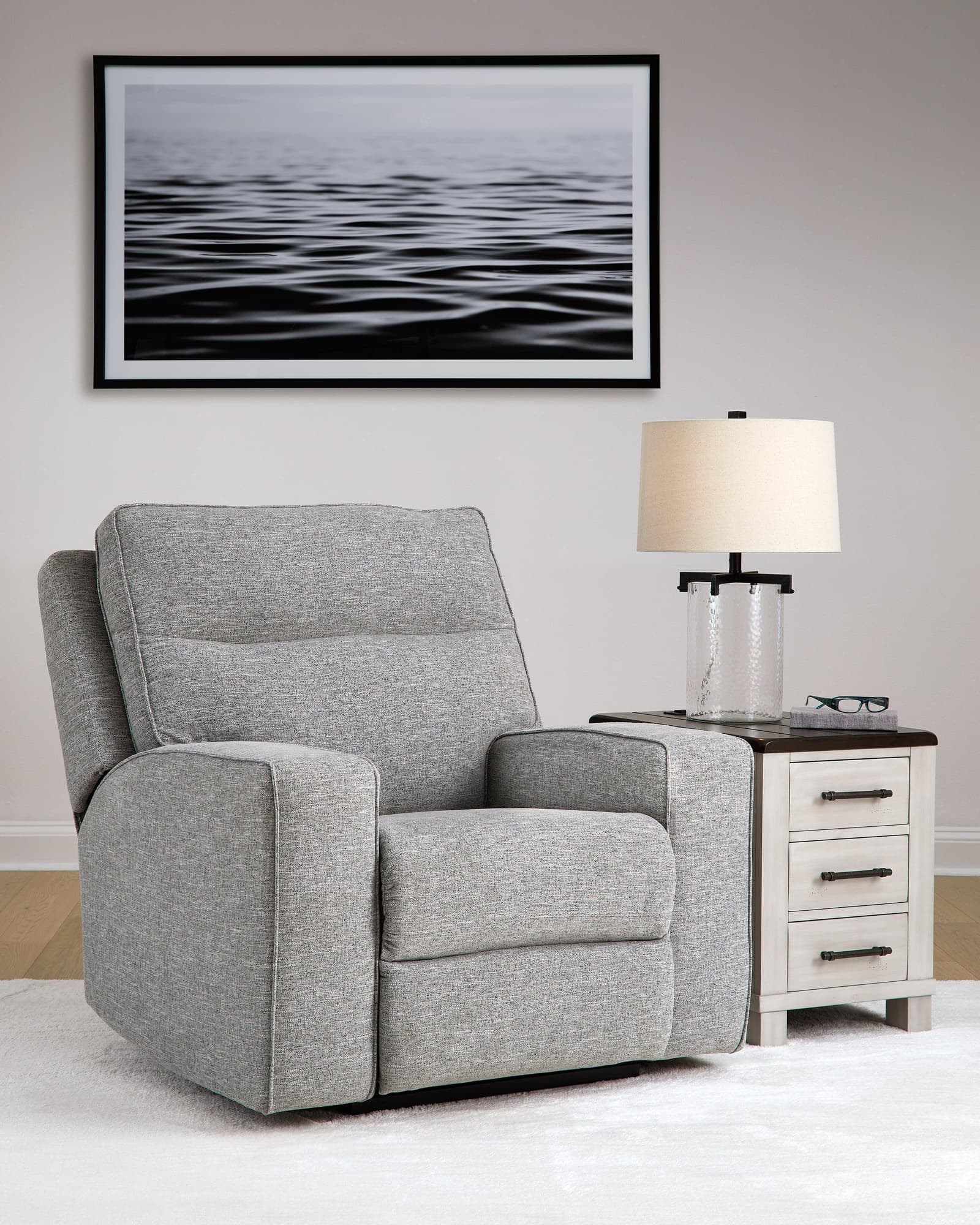 Biscoe Pewter Textured,nuvella® Power Recliner - Image 1