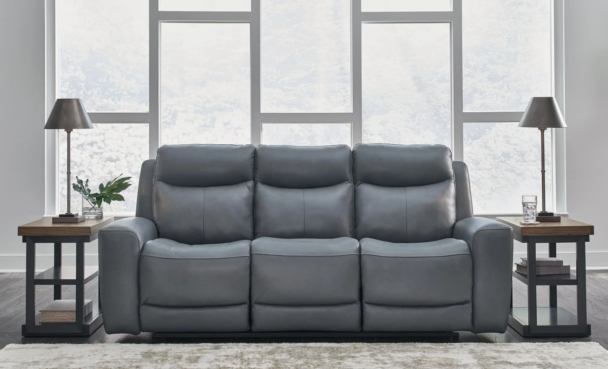 Mindanao Steel Leather Power Reclining Sofa - Image 1