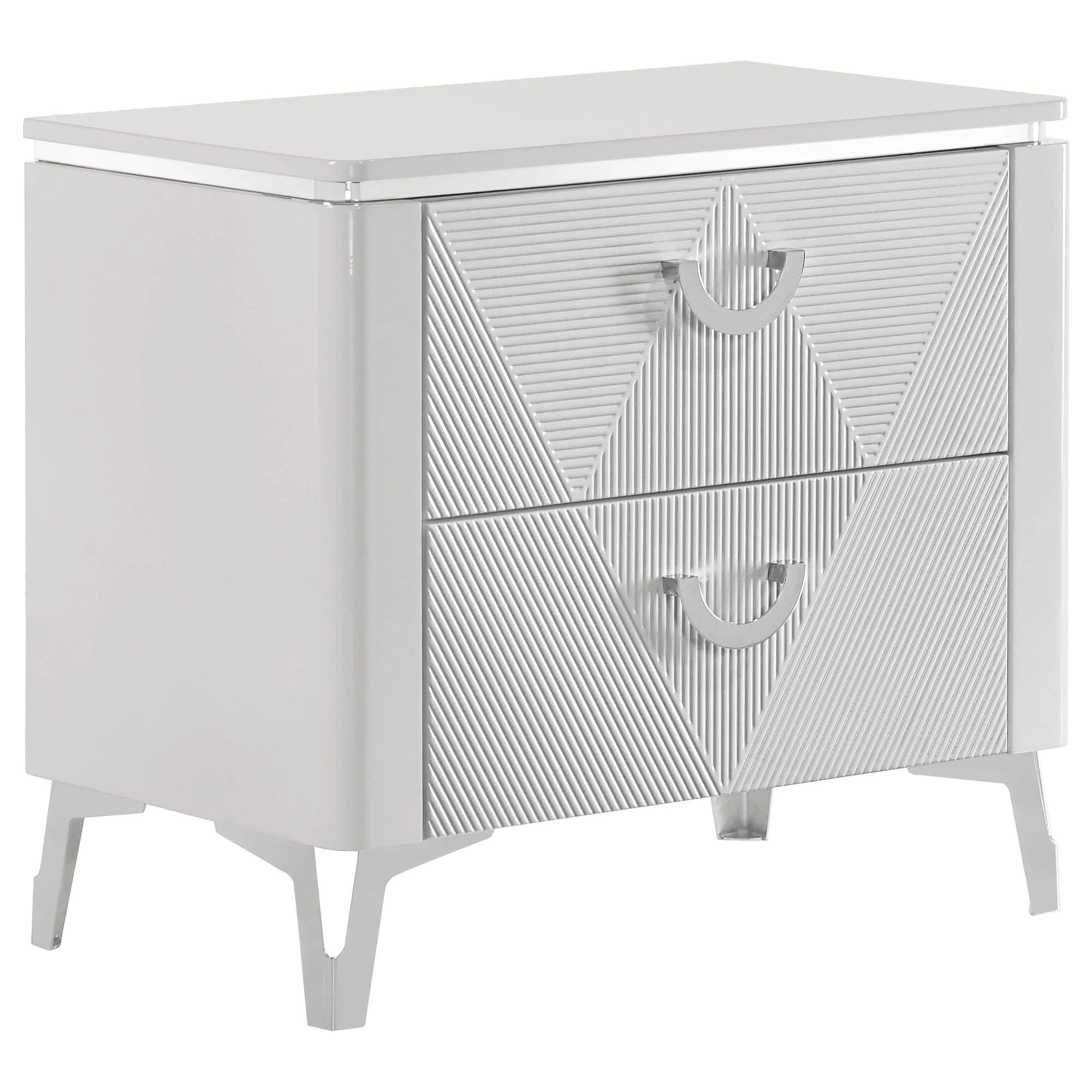Cassia 2-drawer Nightstand Bedside Table White High Gloss - Image 1