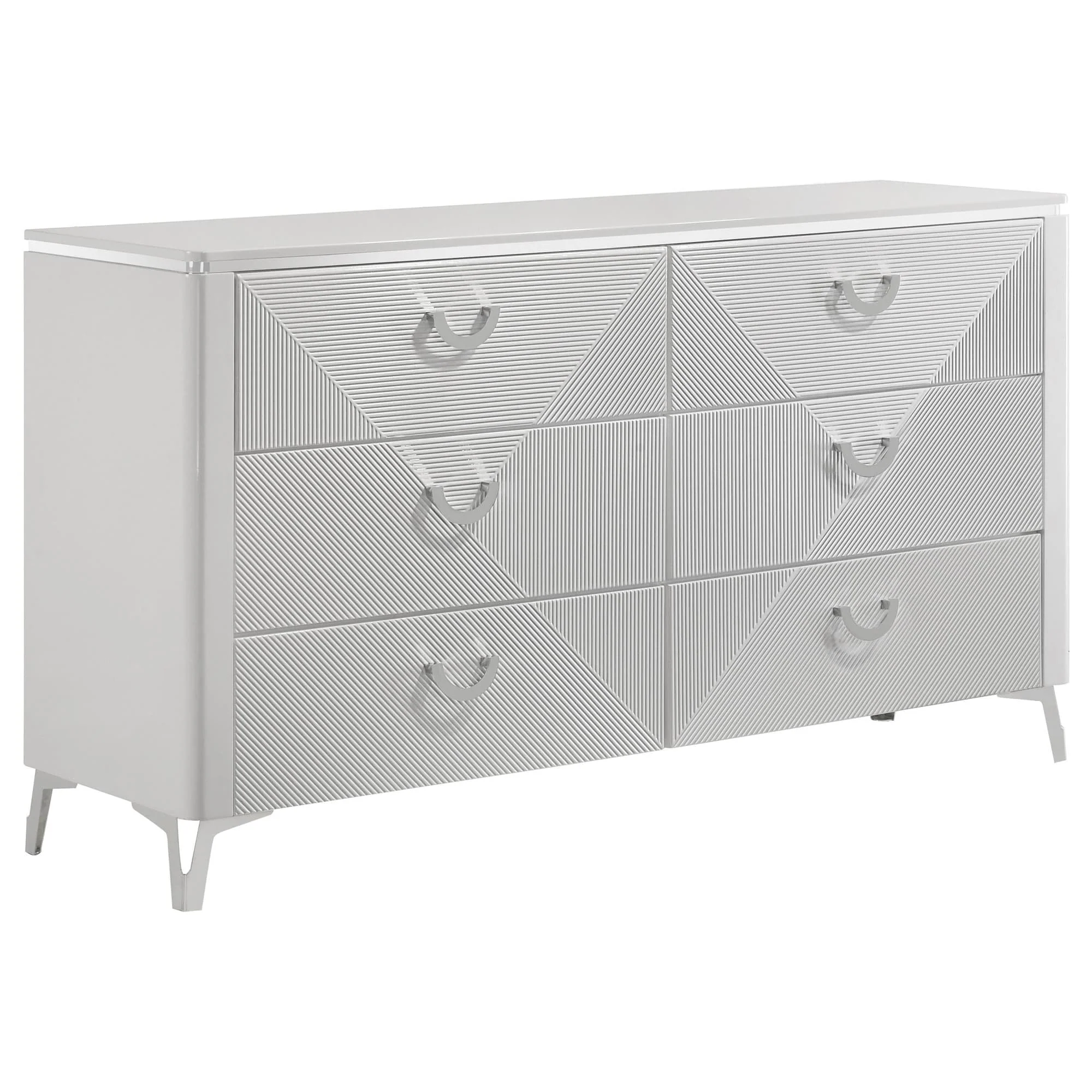 Cassia 6-drawer Bedroom Dresser Cabinet White High Gloss - Image 1