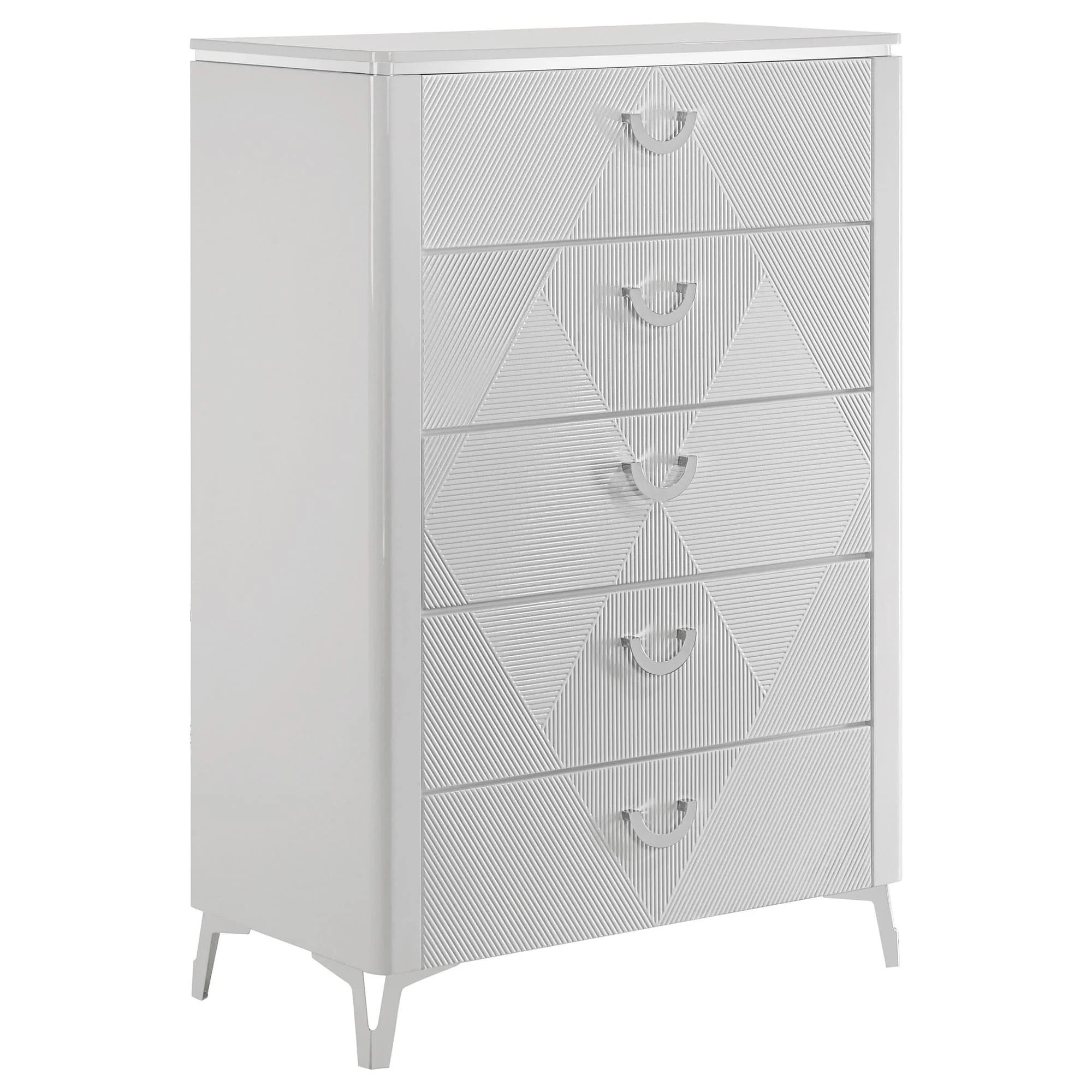 Cassia 5-drawer Bedroom Chest of Drawers White High Gloss - Image 1