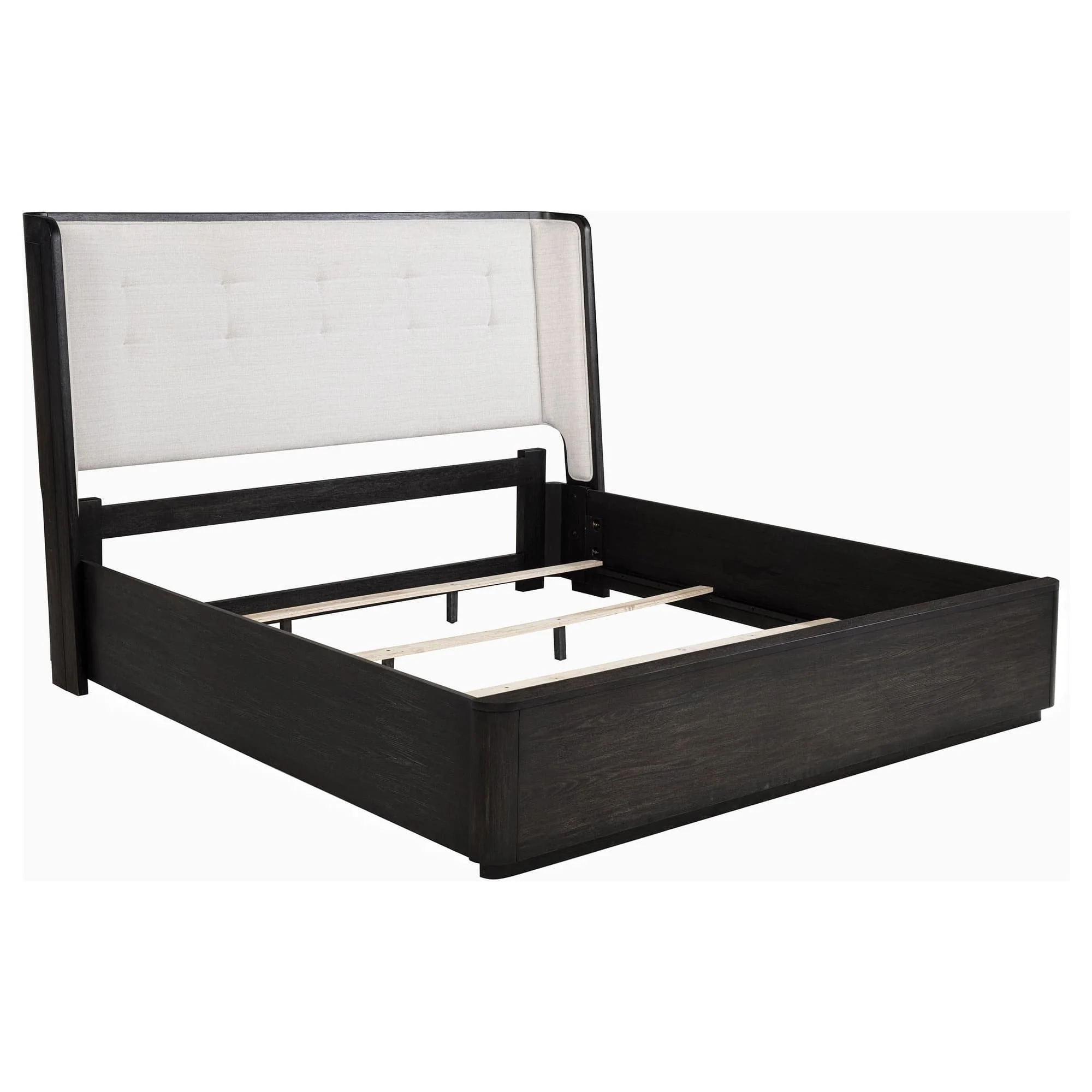 Leandro 55-inch Queen Wingback Bed Burnished Black - Image 1