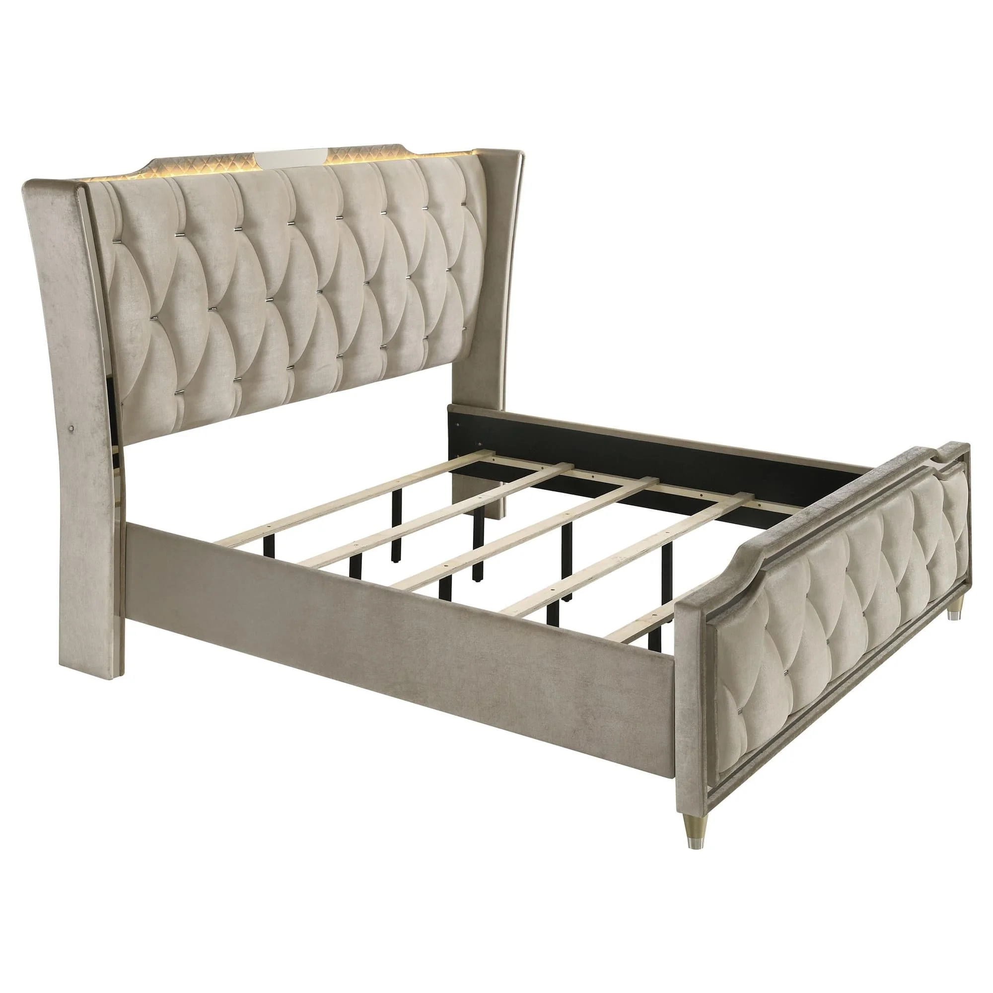 Lorient Eastern King LED Upholstered Bed Ivory and Camel - Image 1