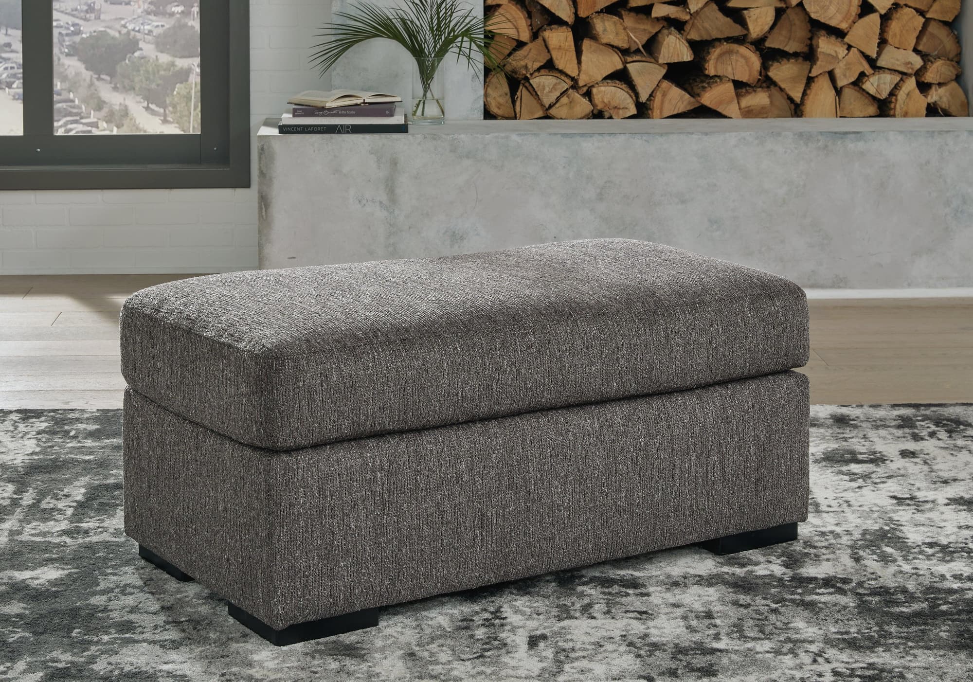 Gardiner Pewter Chenille Ottoman - Image 1