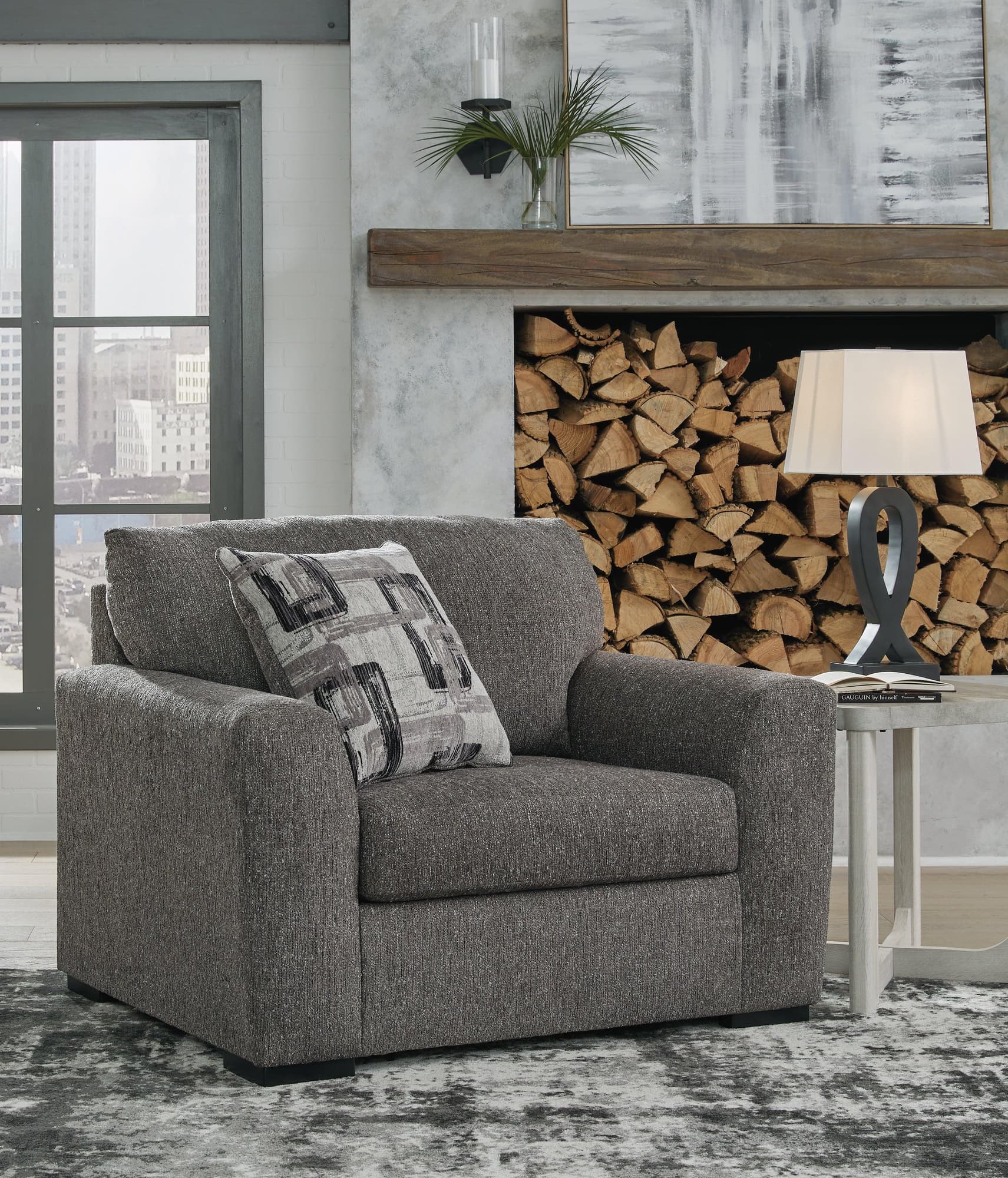 Gardiner Pewter Chenille Oversized Chair - Image 1