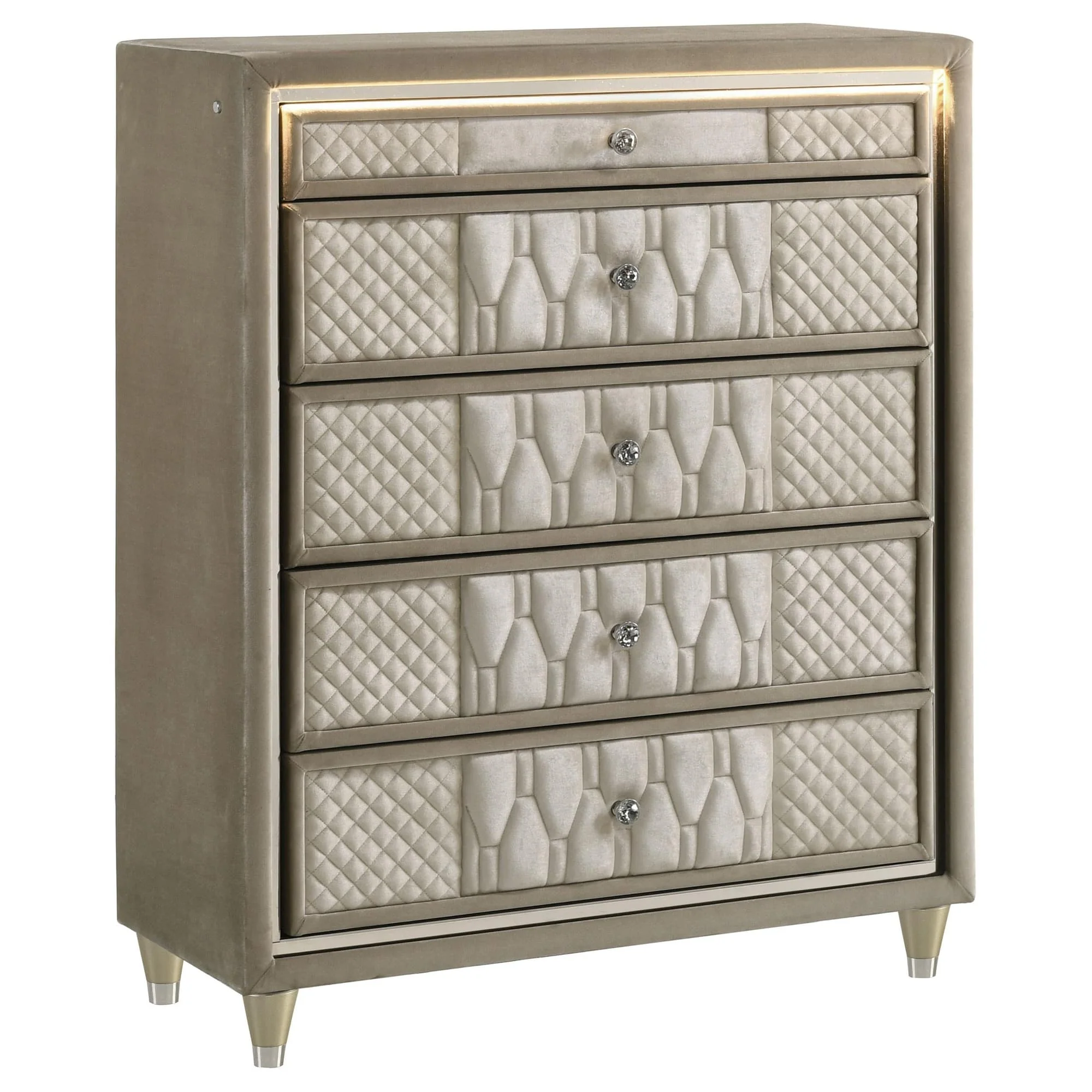 Lorient 5-drawer LED Chest of Drawers Ivory and Camel - Image 1