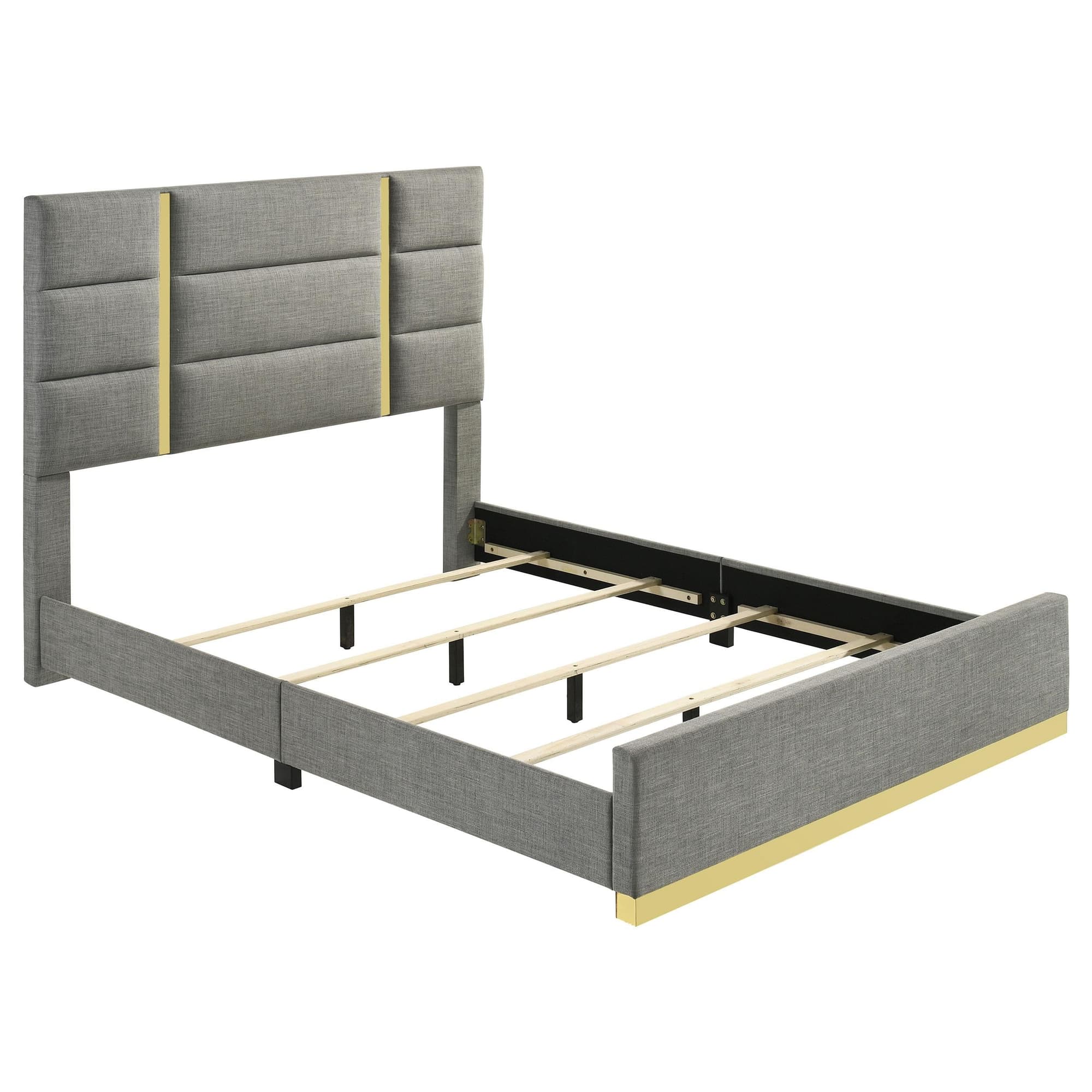 Ines 52-inch Fabric Upholstered Queen Panel Bed Grey - Image 1