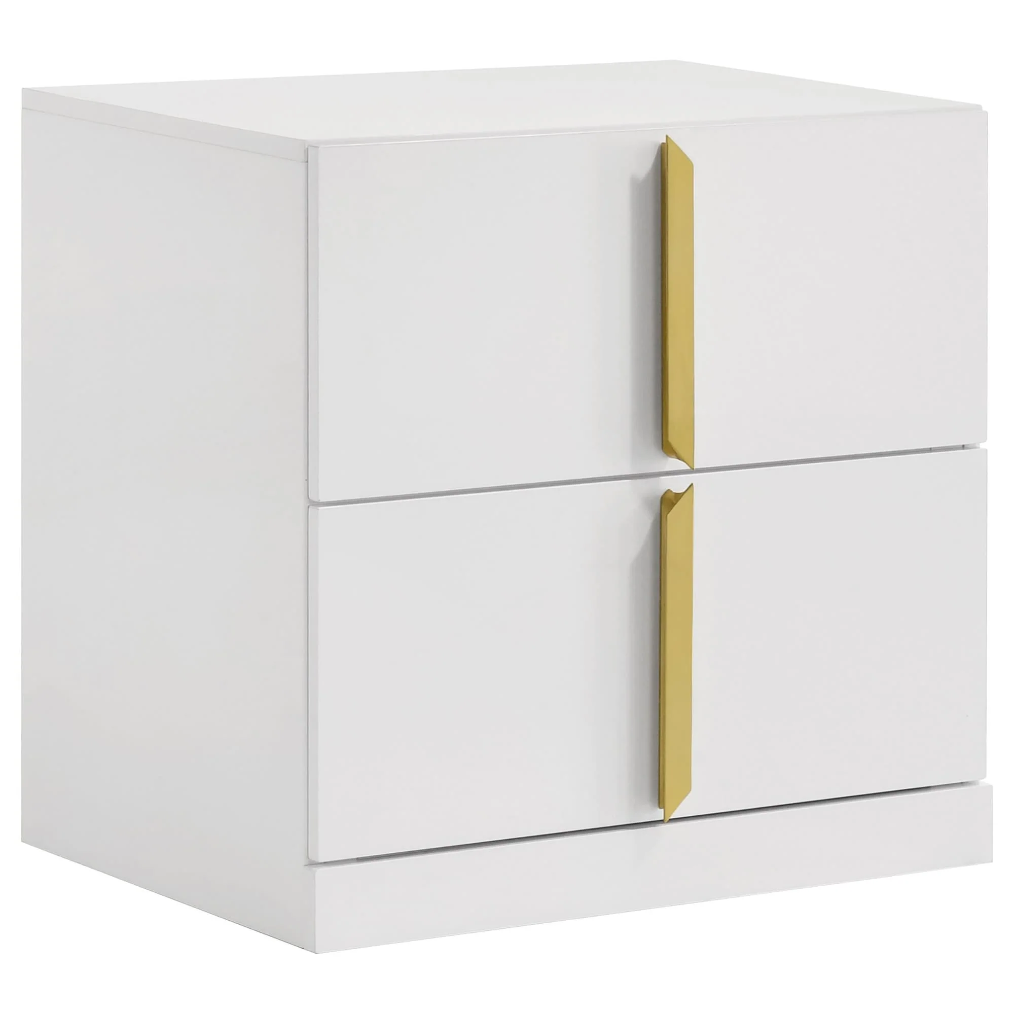 Ines 2-drawer Nightstand Bedside Table White High Gloss - Image 1