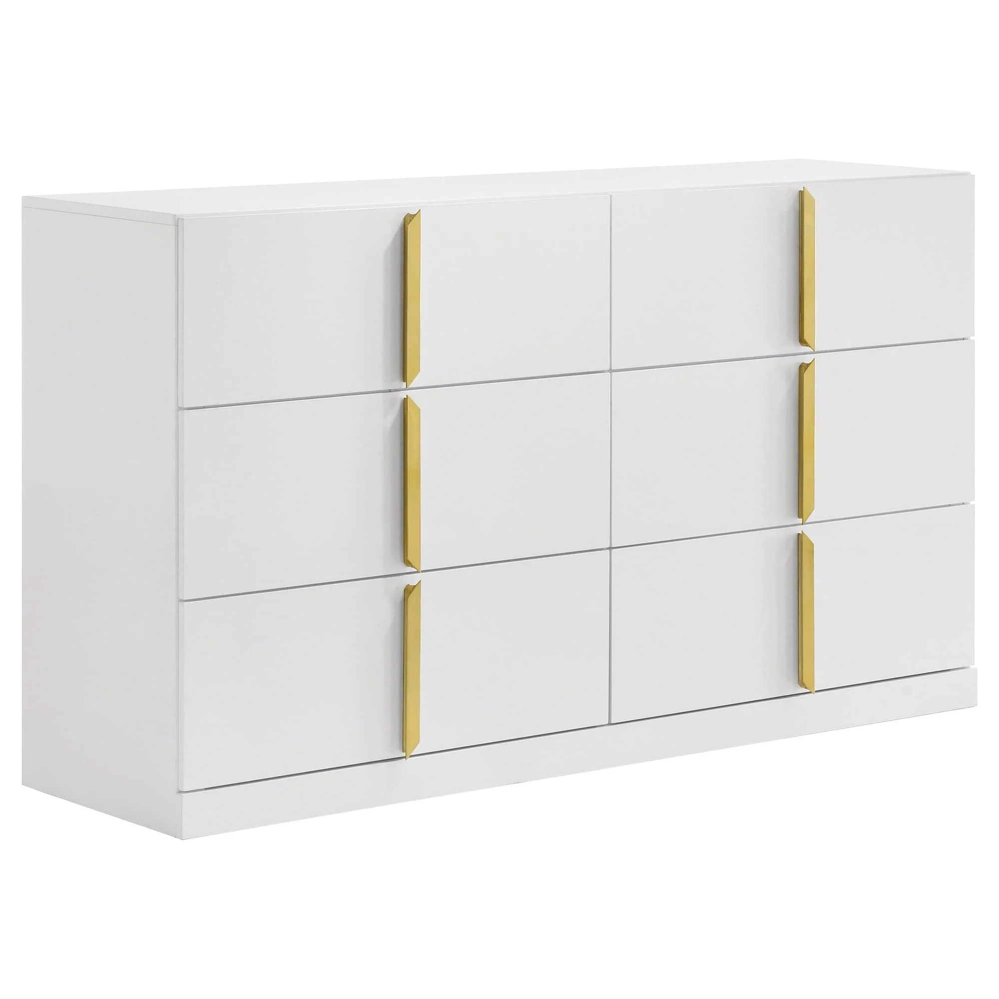 Ines 6-drawer Bedroom Dresser Cabinet White High Gloss - Image 1