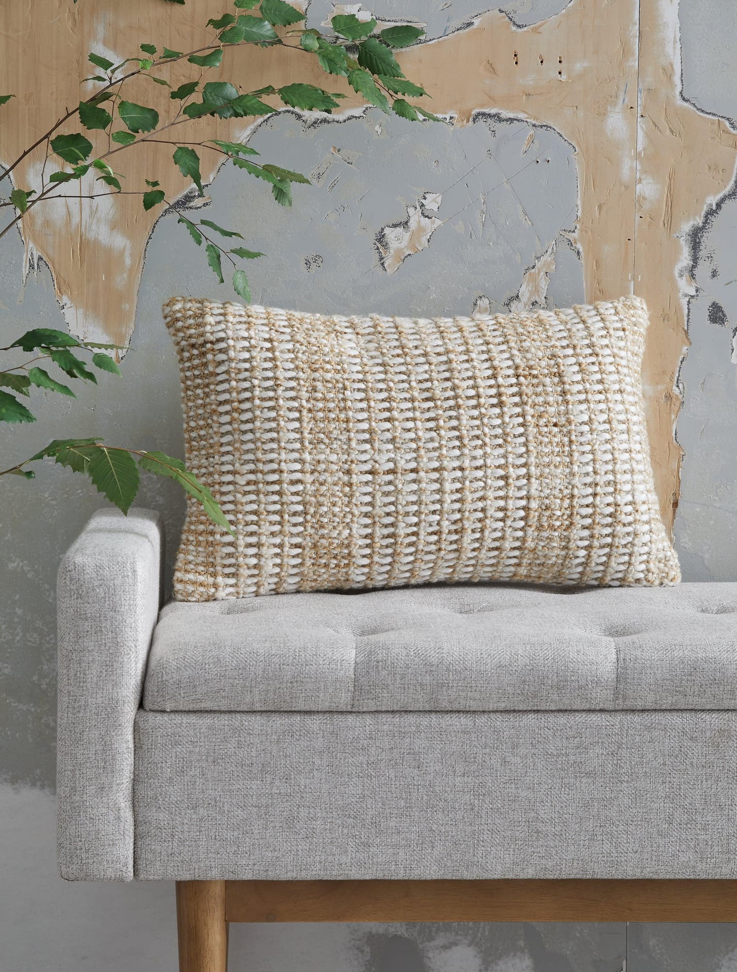 Hathby Tan White Pillow (Set of 4) - Image 1