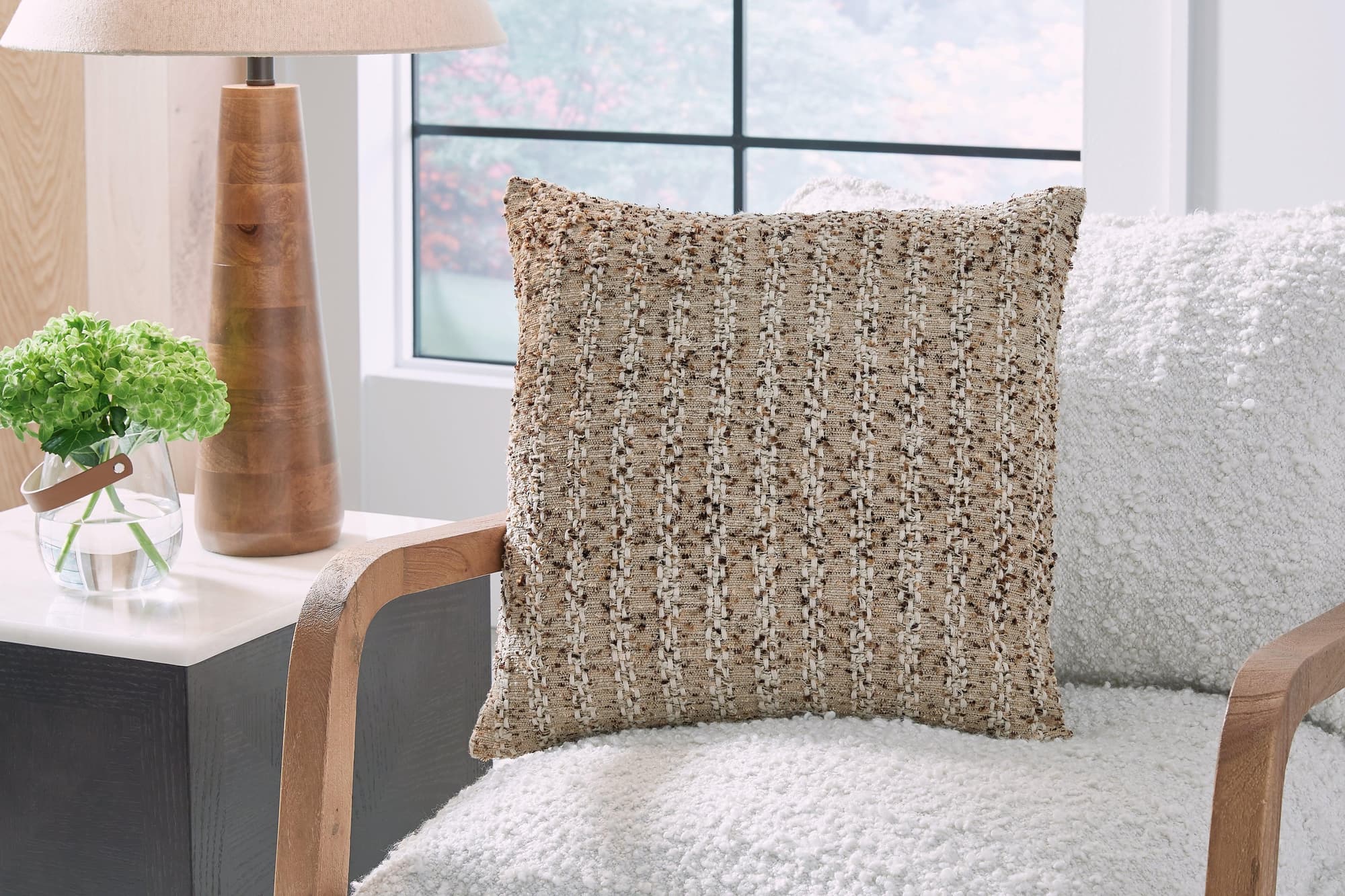 Vorlane Tan Brown White Pillow (Set of 4) - Image 1