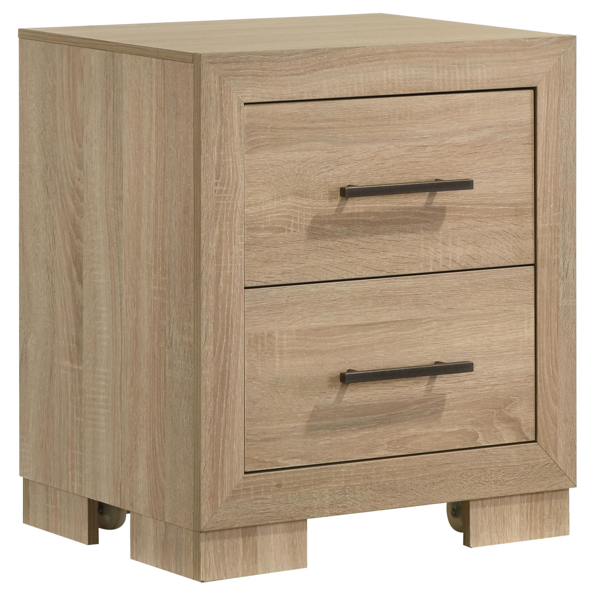 Arielle 2-drawer Bedroom Nightstand with Casters Light Oak - Image 1
