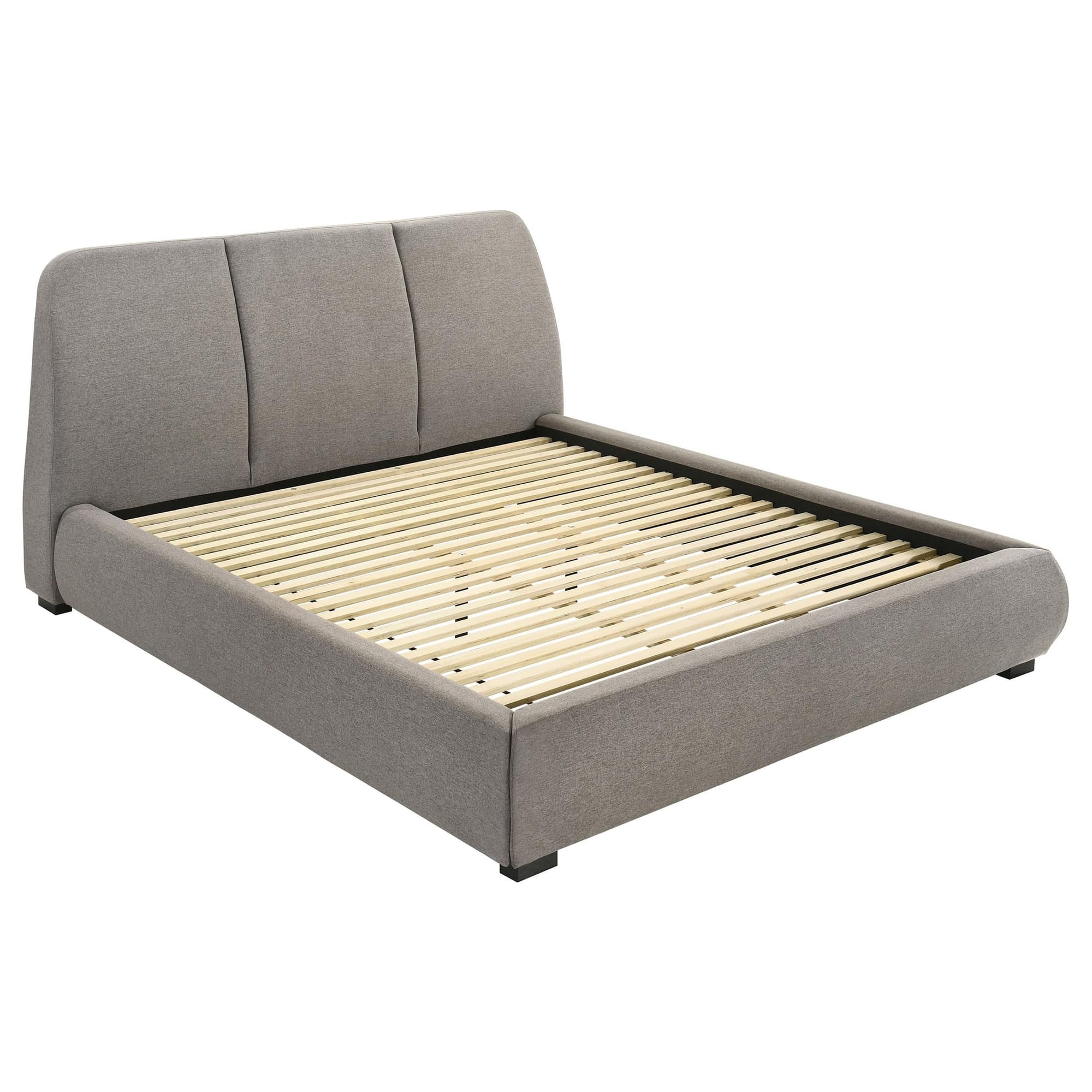Mokena 46-inch Upholstered Eastern King Platform Bed Taupe - Image 1