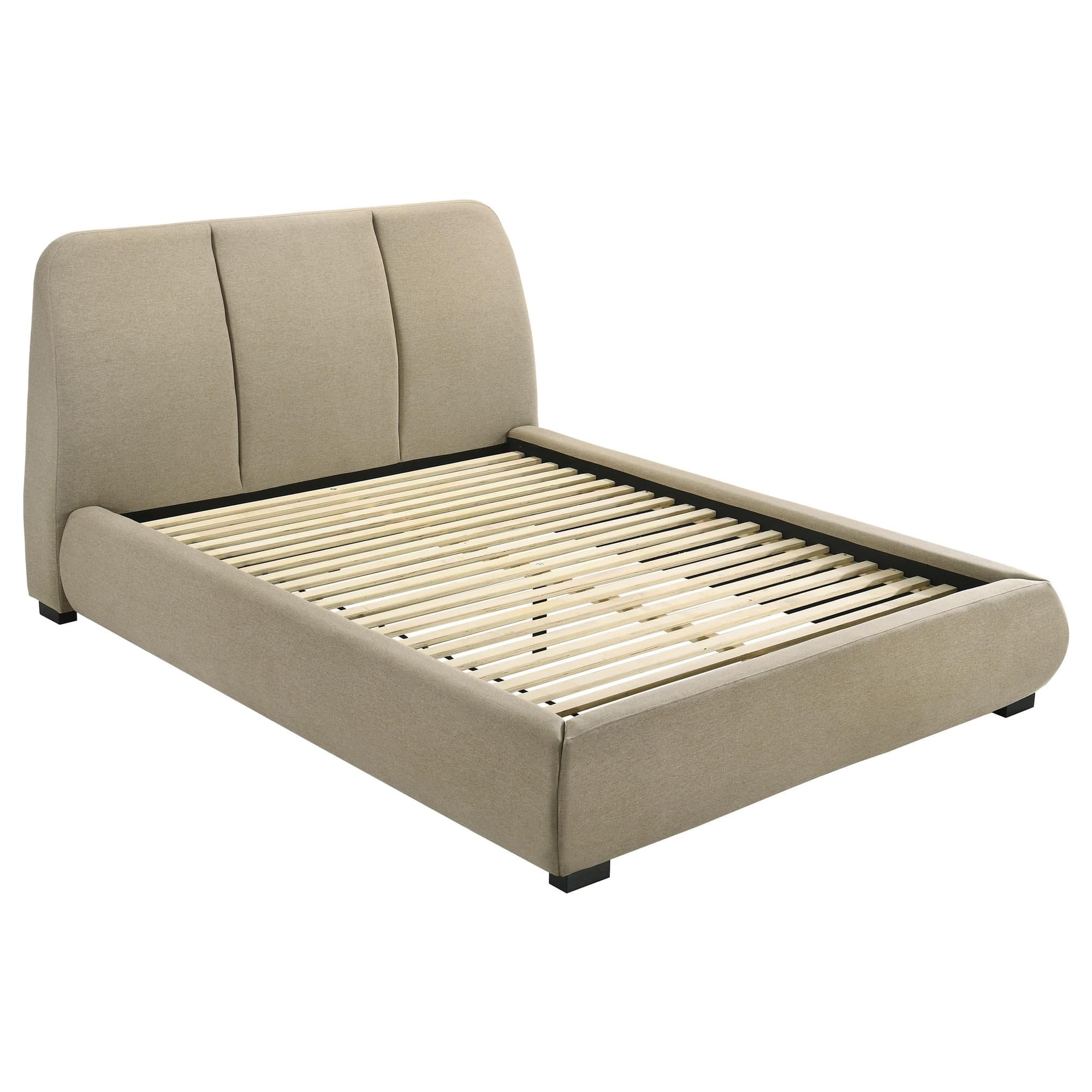 Mokena 46-inch Upholstered Queen Platform Bed Brown - Image 1